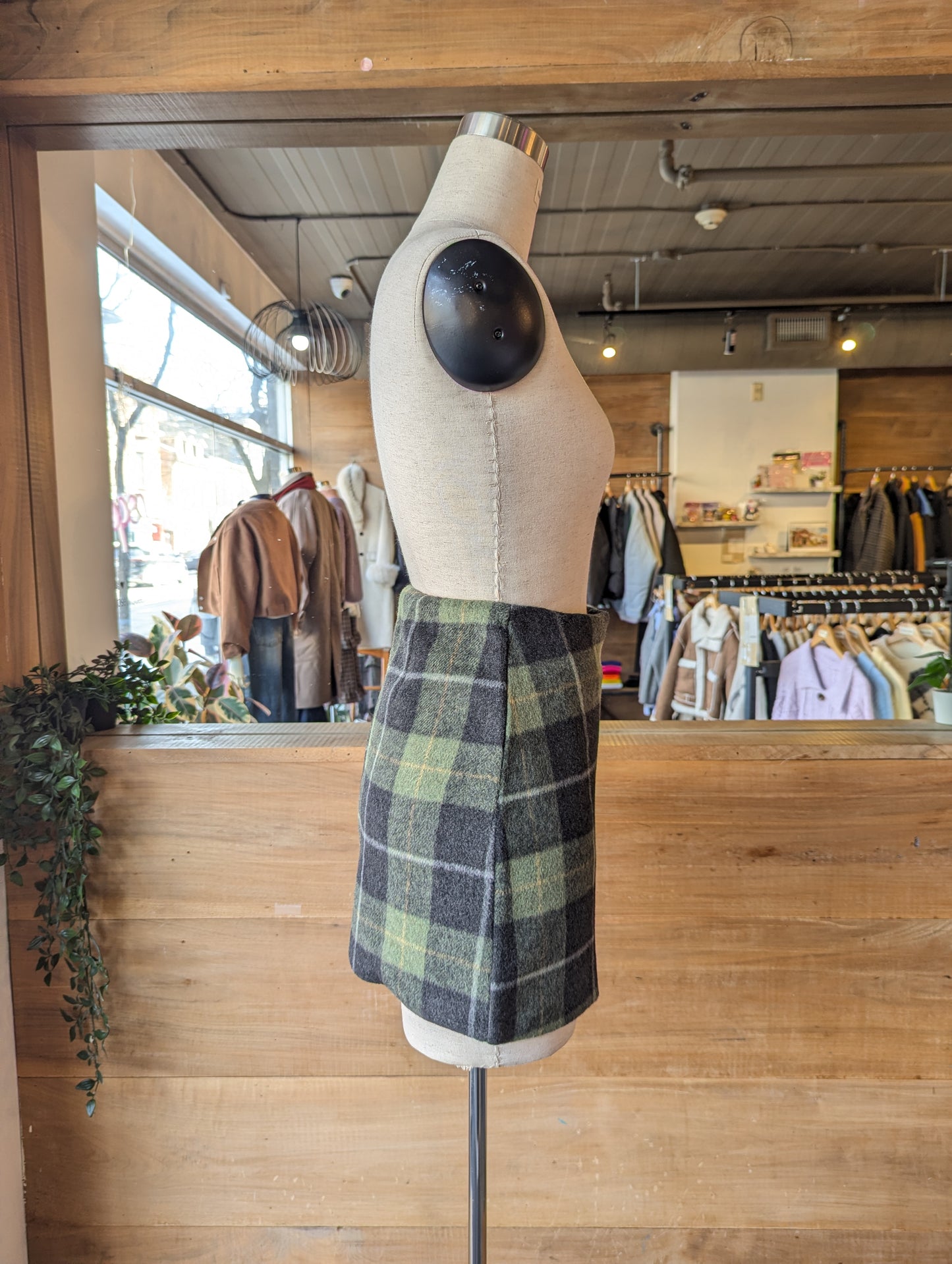 Plaid Mini Wool Blend Skirt