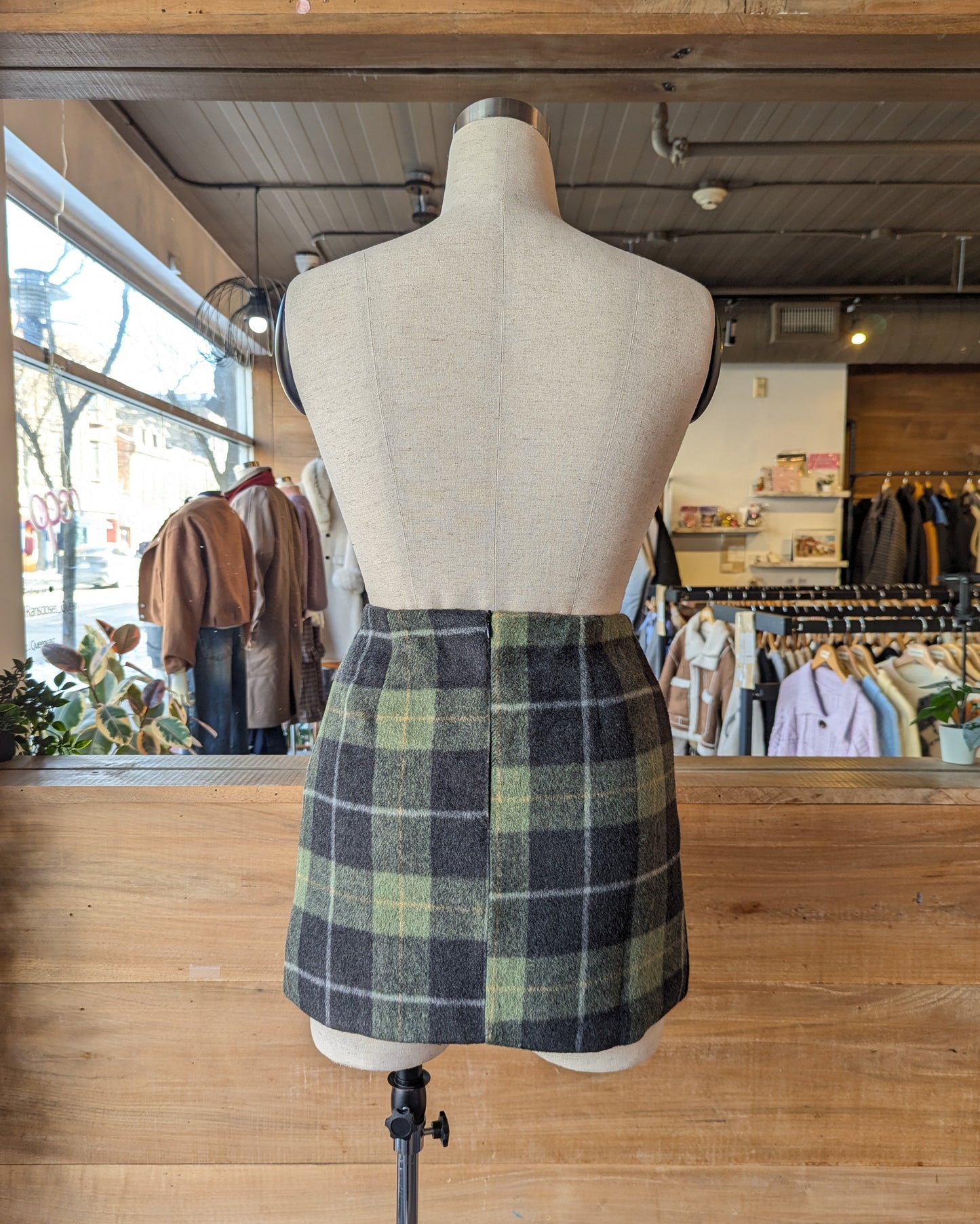 Plaid Mini Wool Blend Skirt
