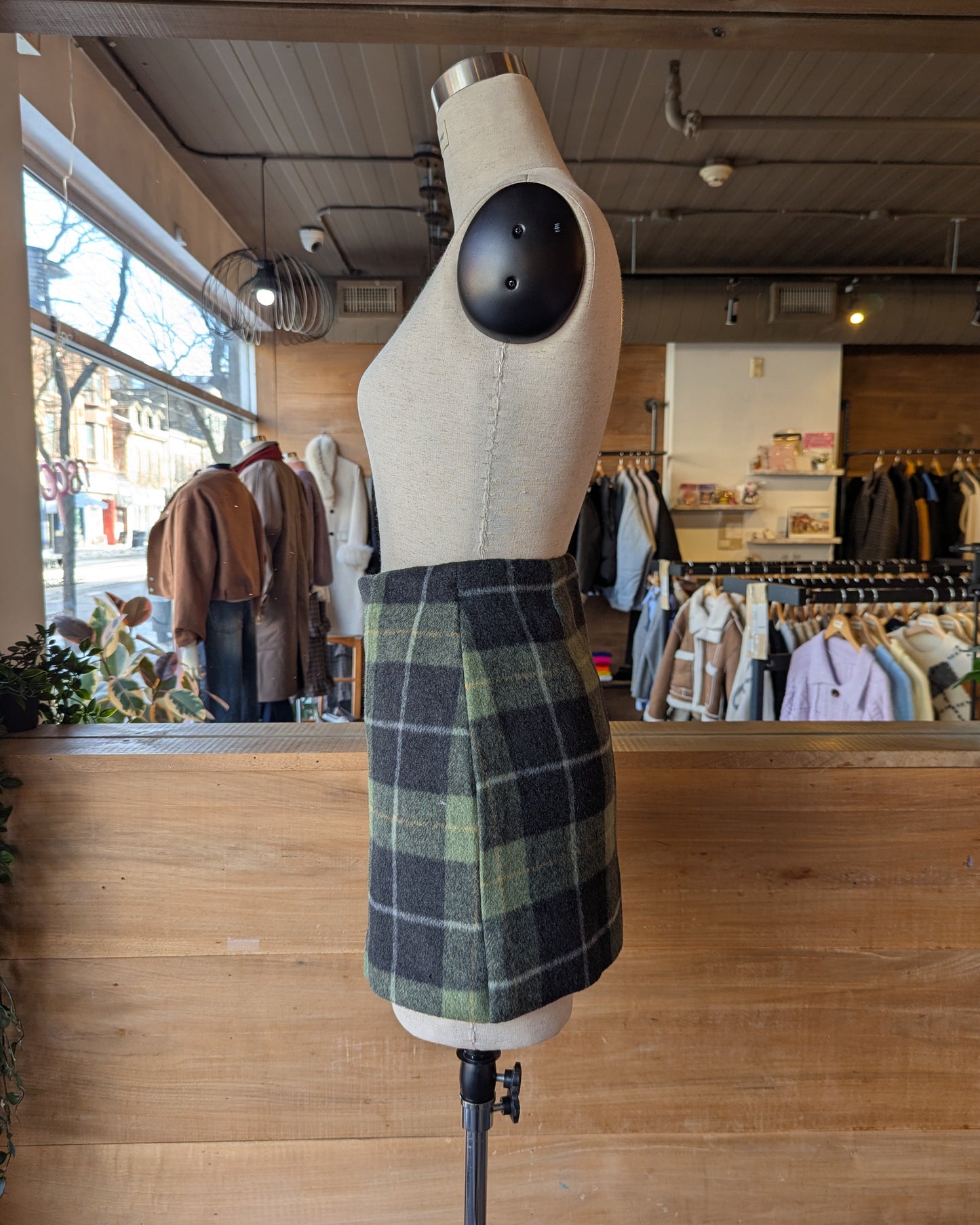 Plaid Mini Wool Blend Skirt