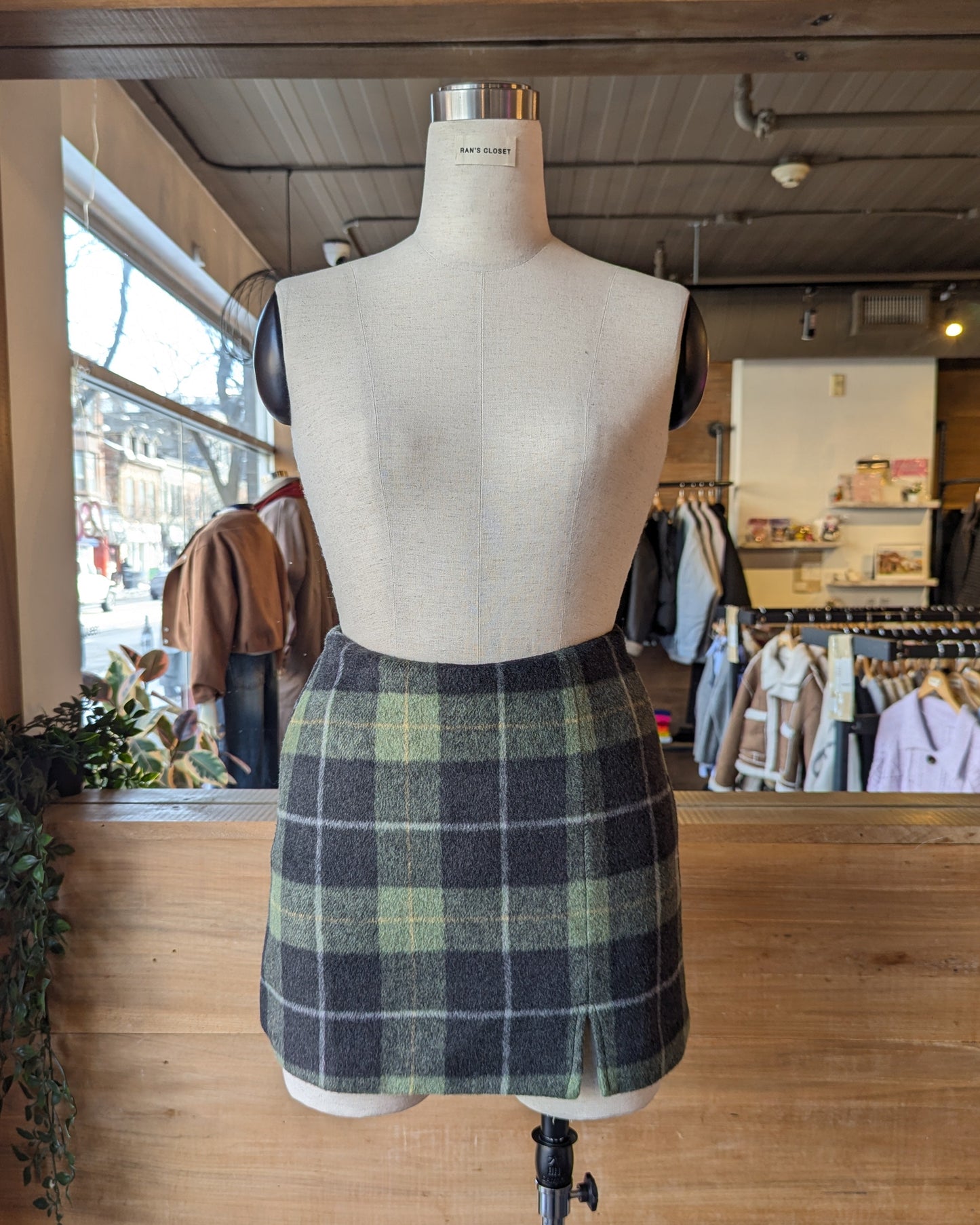 Plaid Mini Wool Blend Skirt