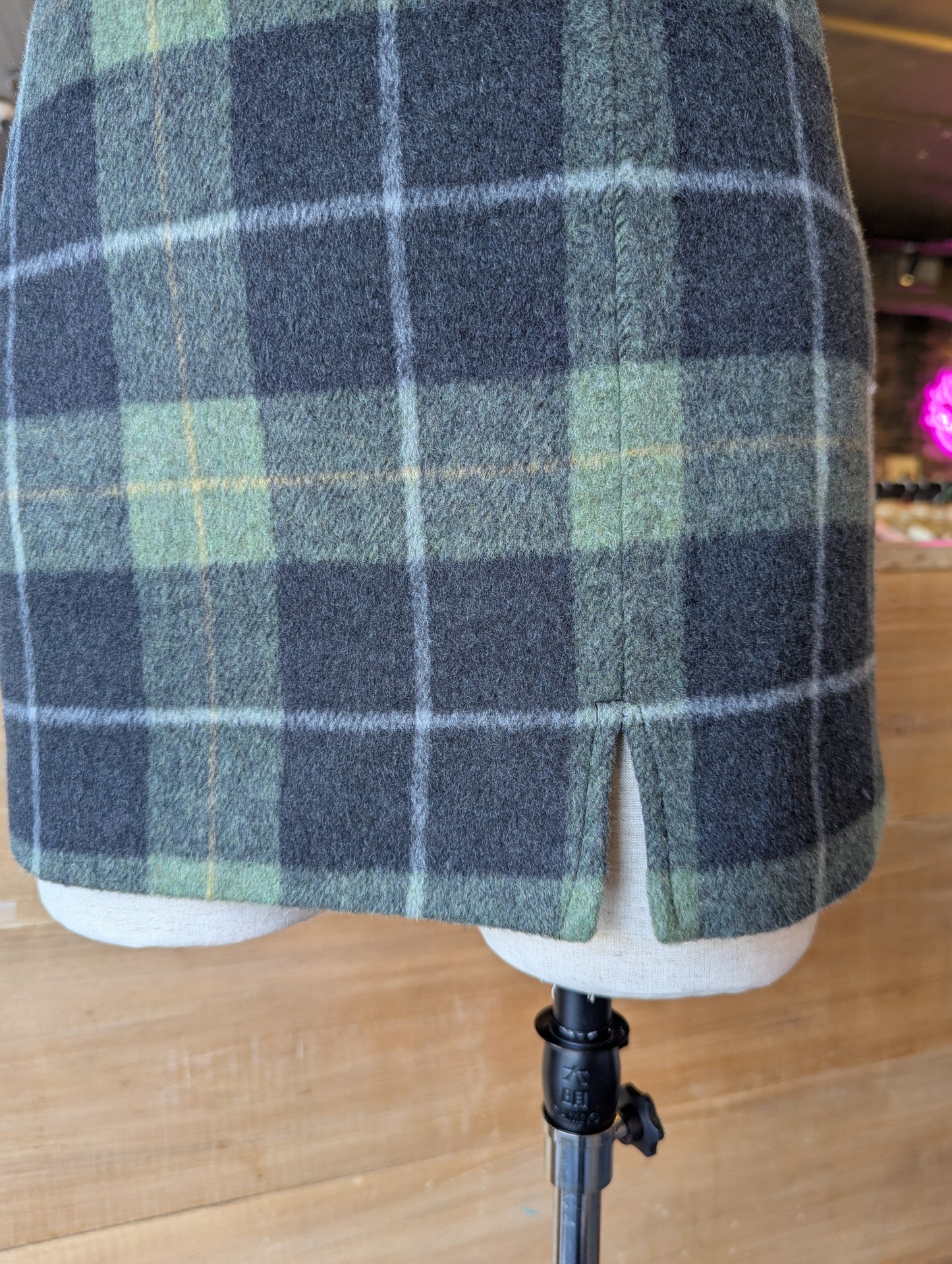 Plaid Mini Wool Blend Skirt