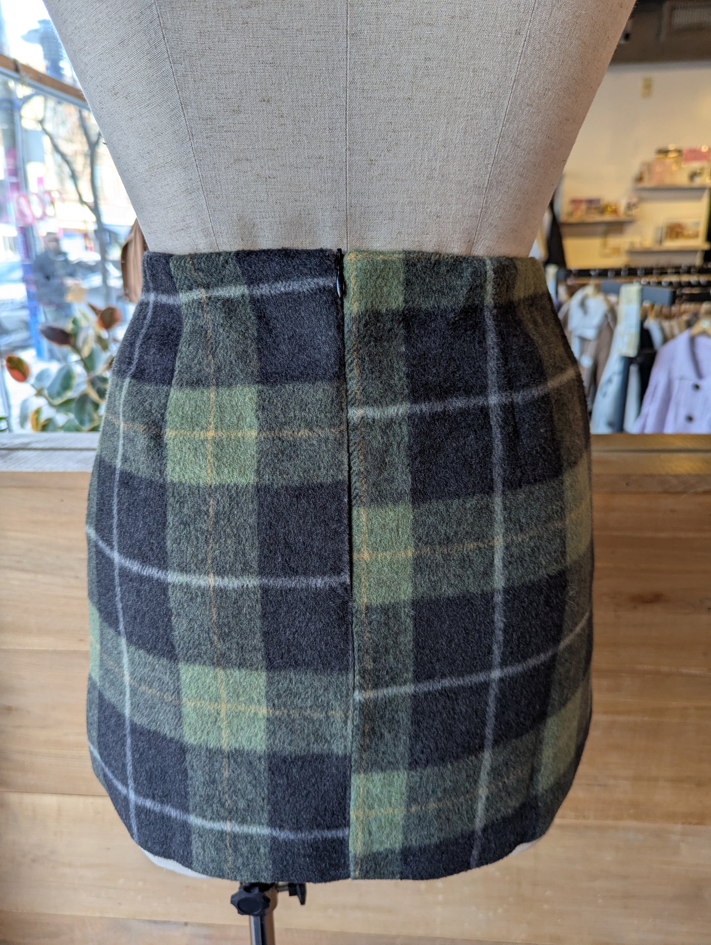 Plaid Mini Wool Blend Skirt
