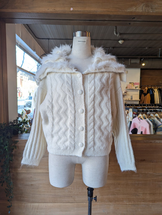 Faux Fur Shawl Cardigan