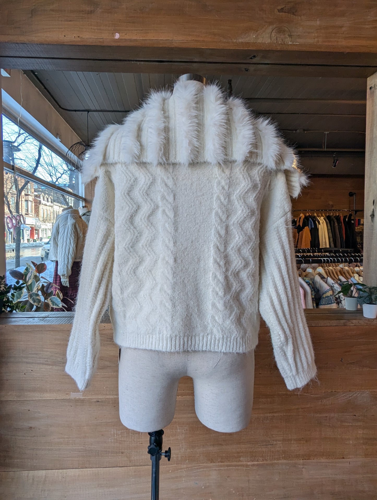 Faux Fur Shawl Cardigan