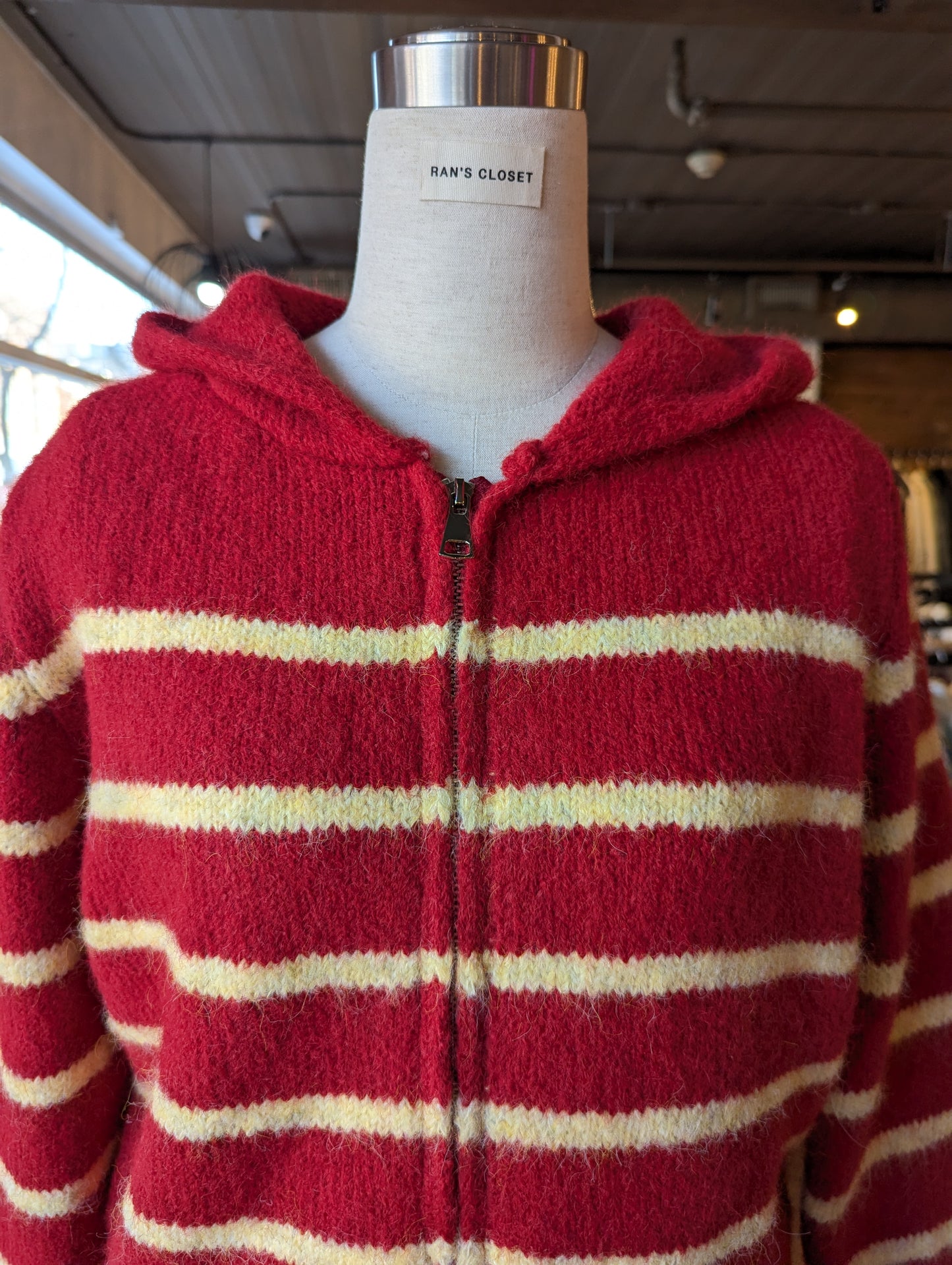 Striped Knit Zip Up Hoodie
