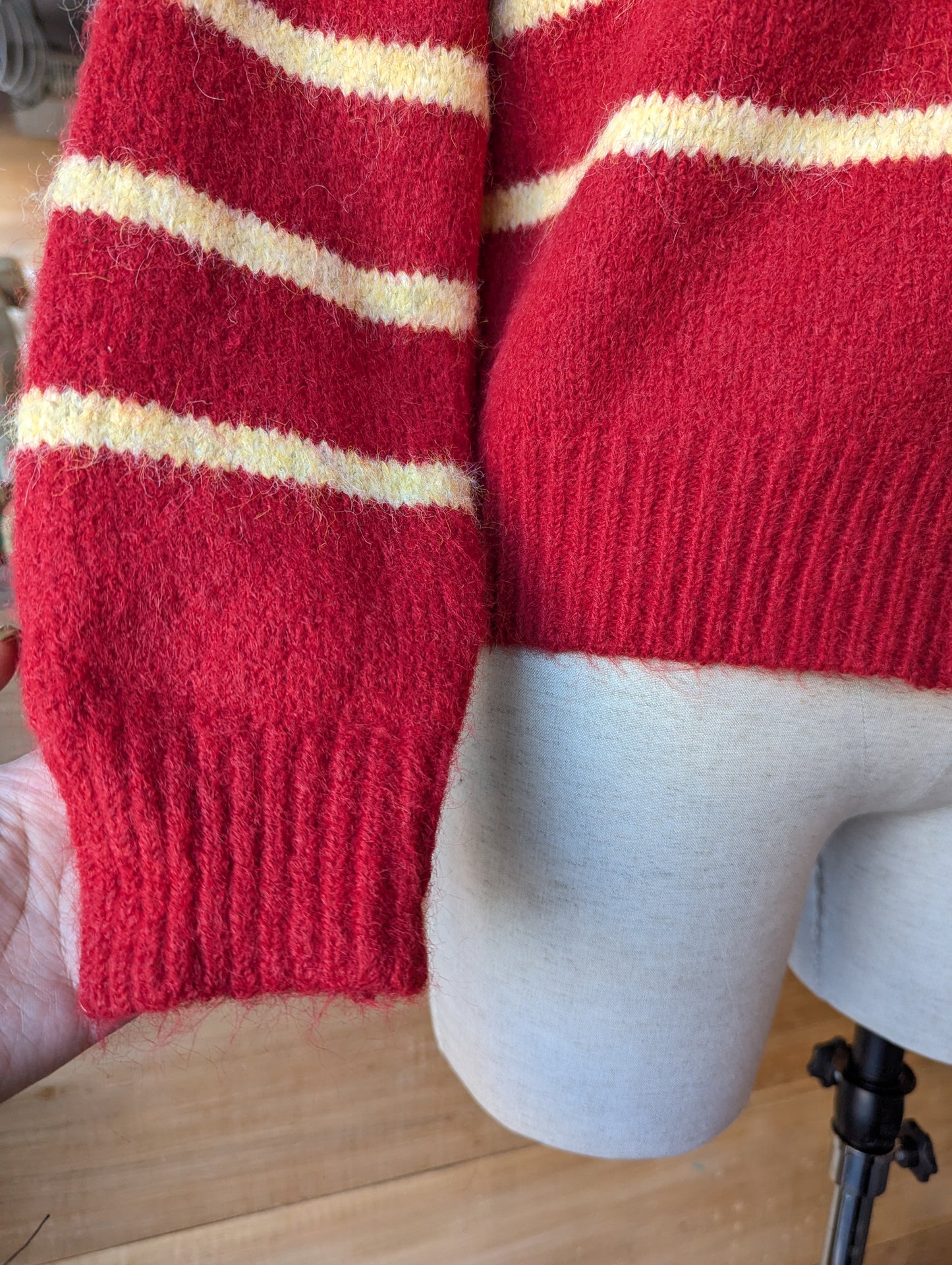 Striped Knit Zip Up Hoodie