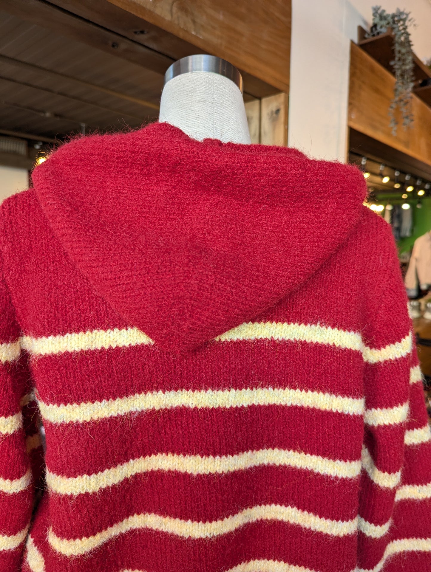 Striped Knit Zip Up Hoodie