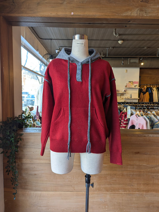 Colour Block Knitted Hoodie