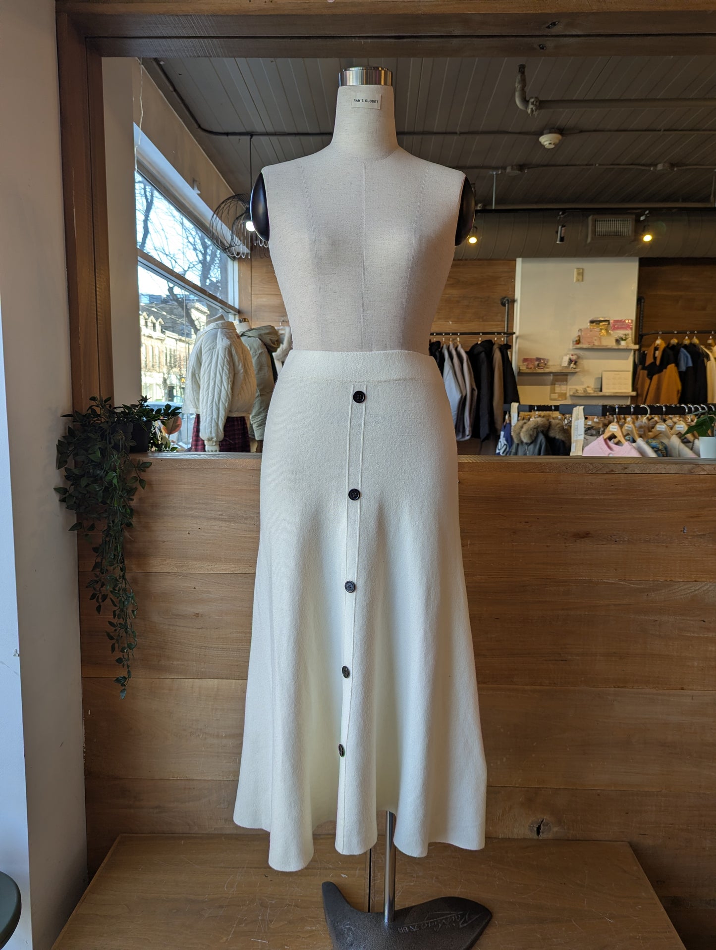 Faux Button Knit Maxi Skirt