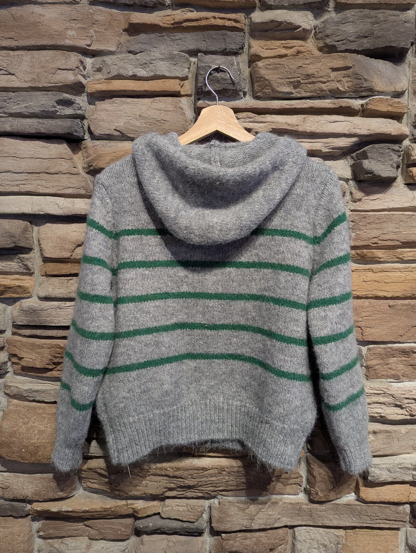 Striped Knit Zip Up Hoodie