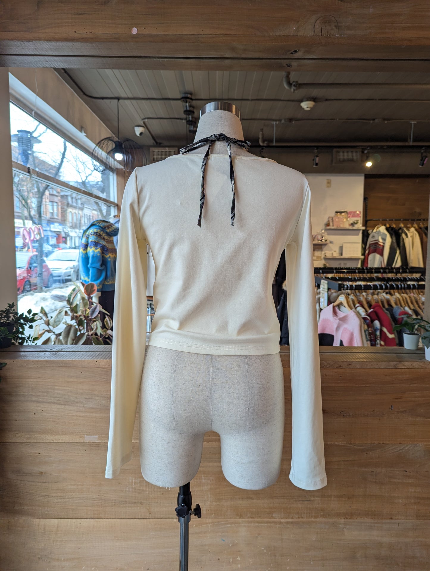 Long Sleeve with Sewn In Plaid Halter top