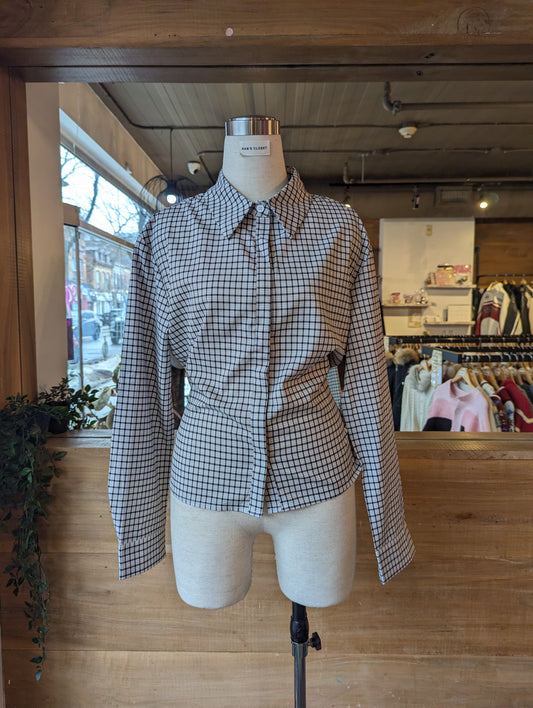 Plaid Button Up With Waist tie