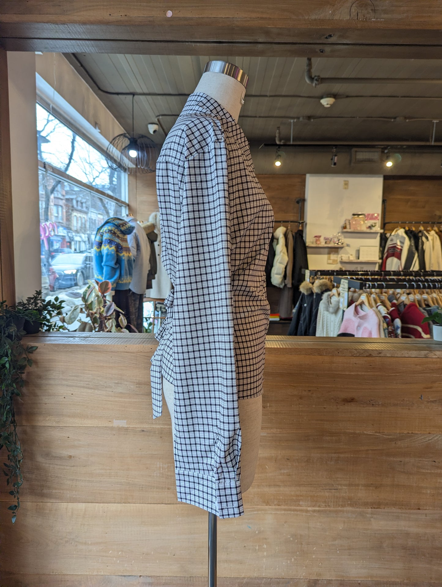 Plaid Button Up With Waist tie