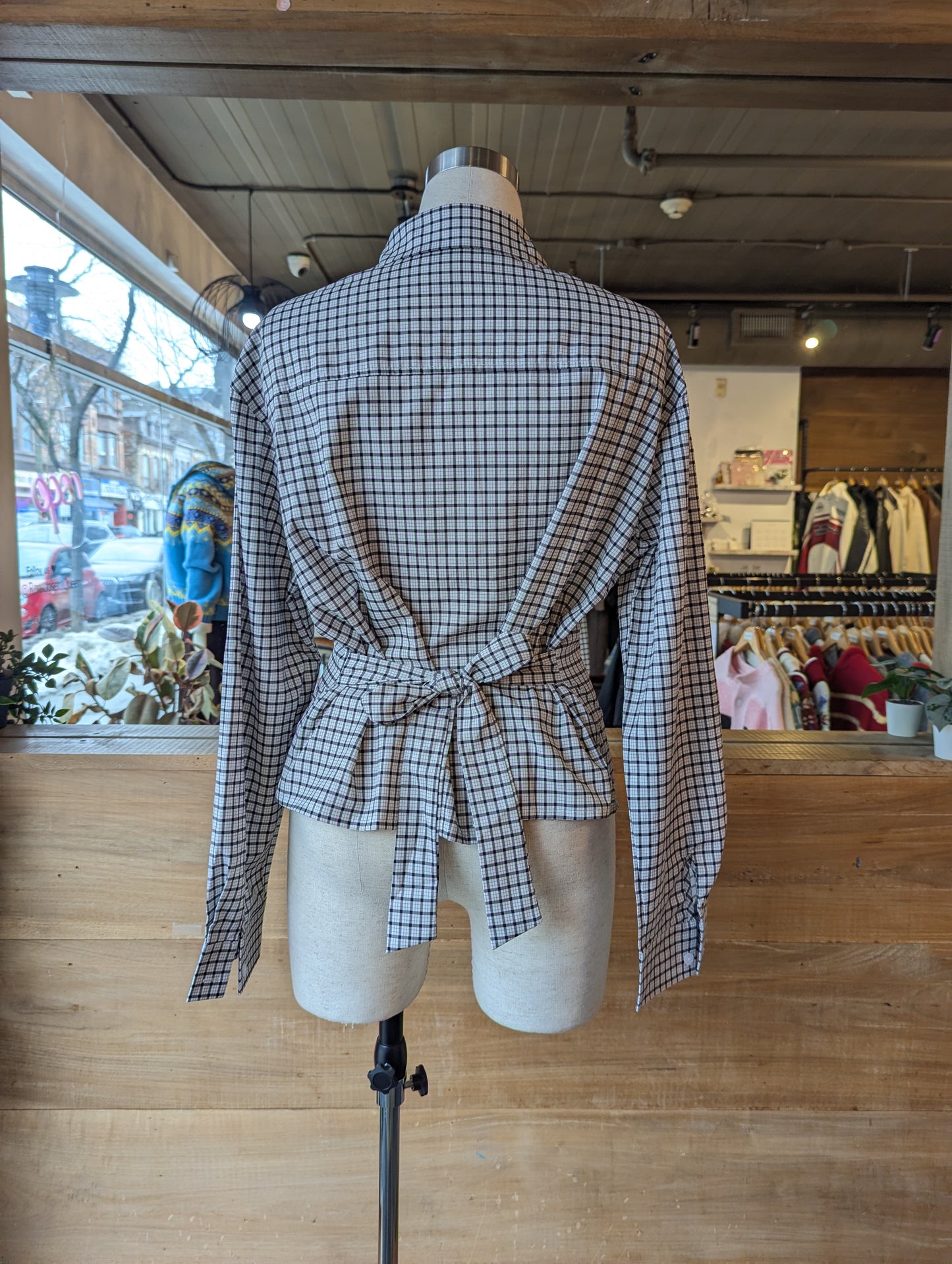 Plaid Button Up With Waist tie