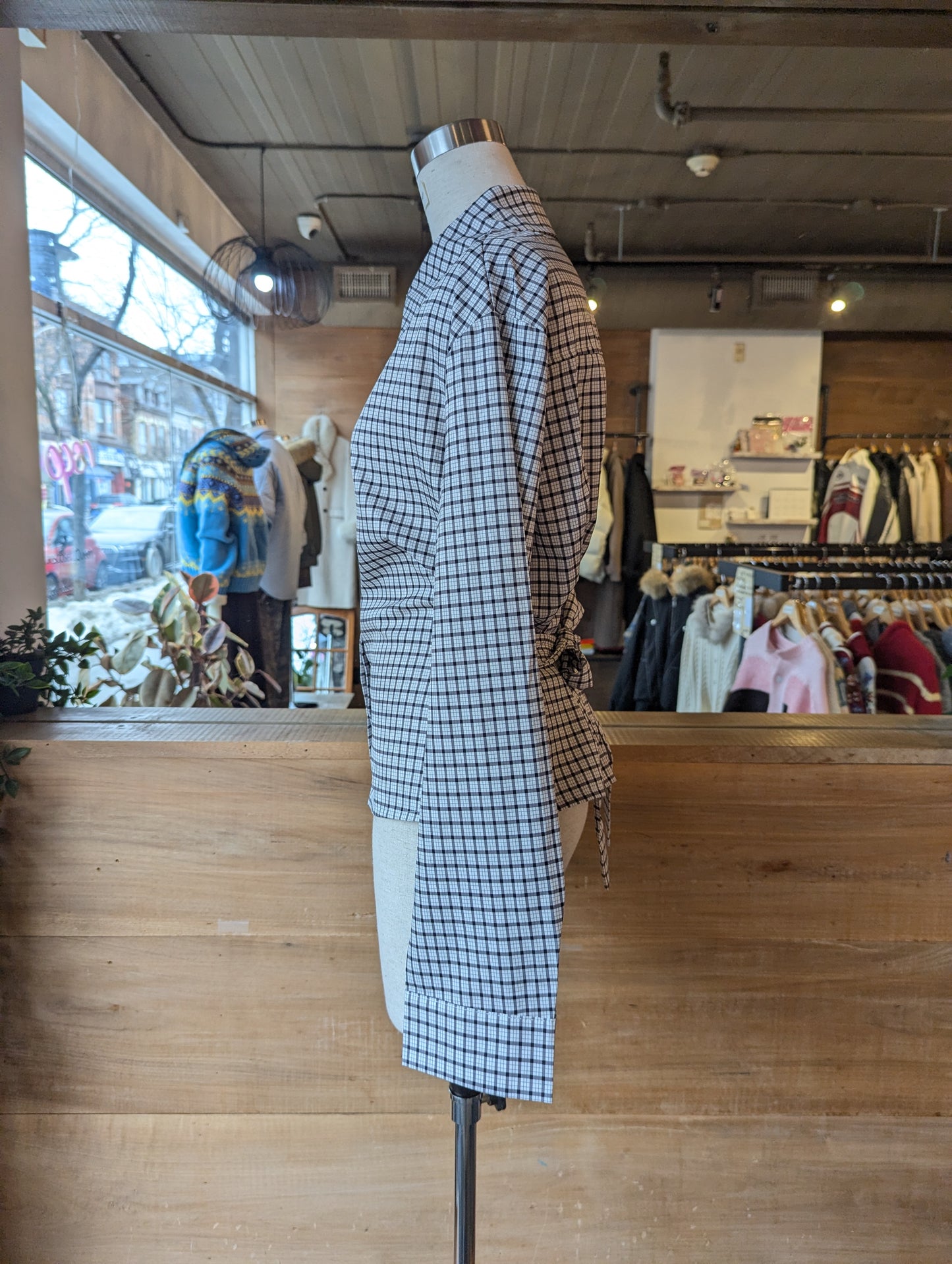 Plaid Button Up With Waist tie