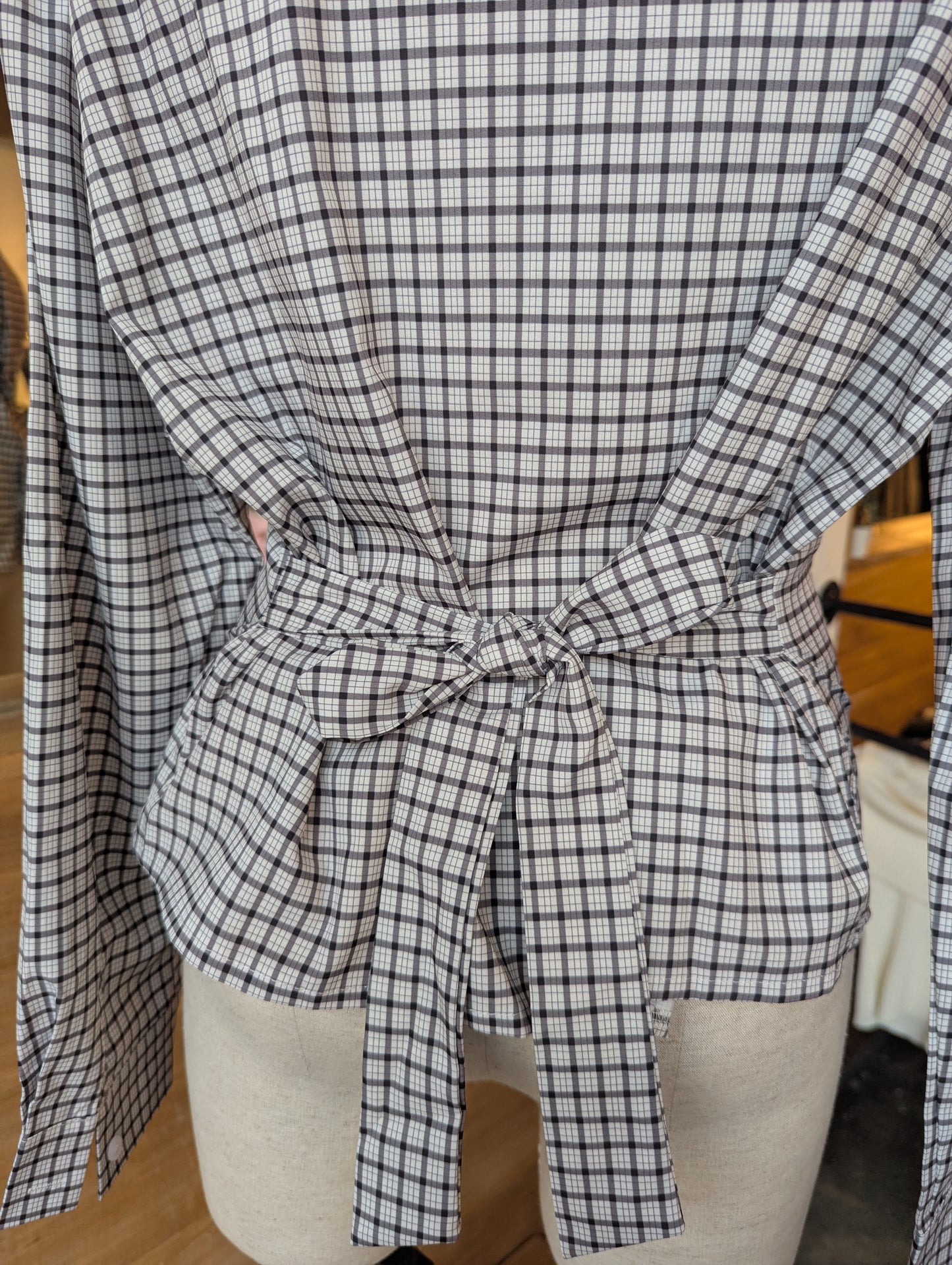 Plaid Button Up With Waist tie