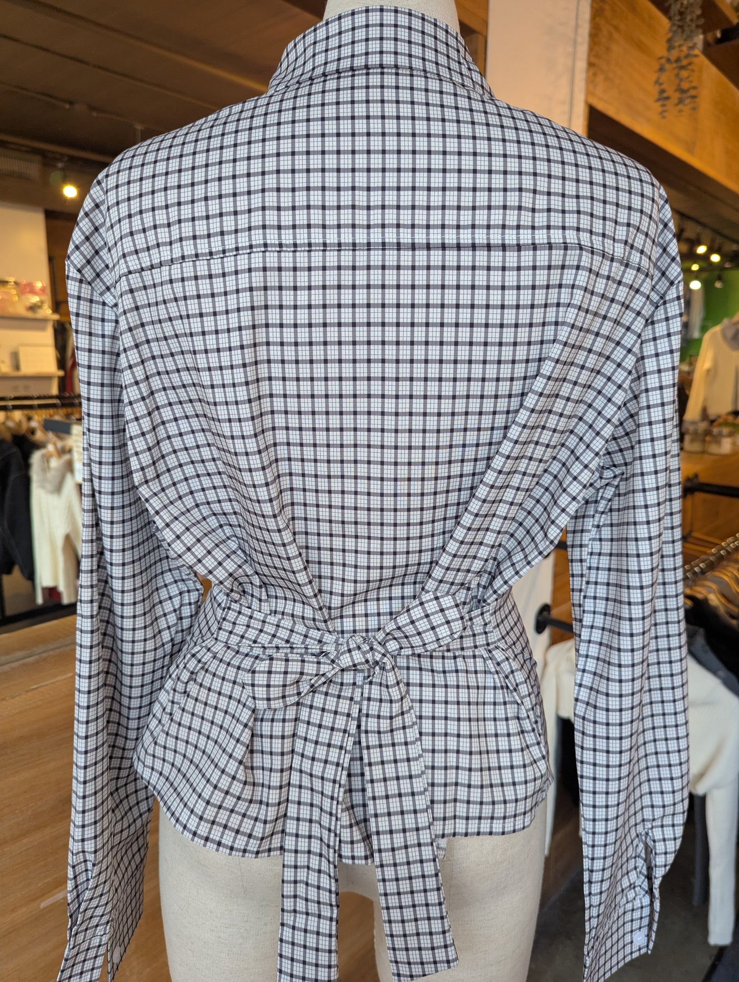 Plaid Button Up With Waist tie