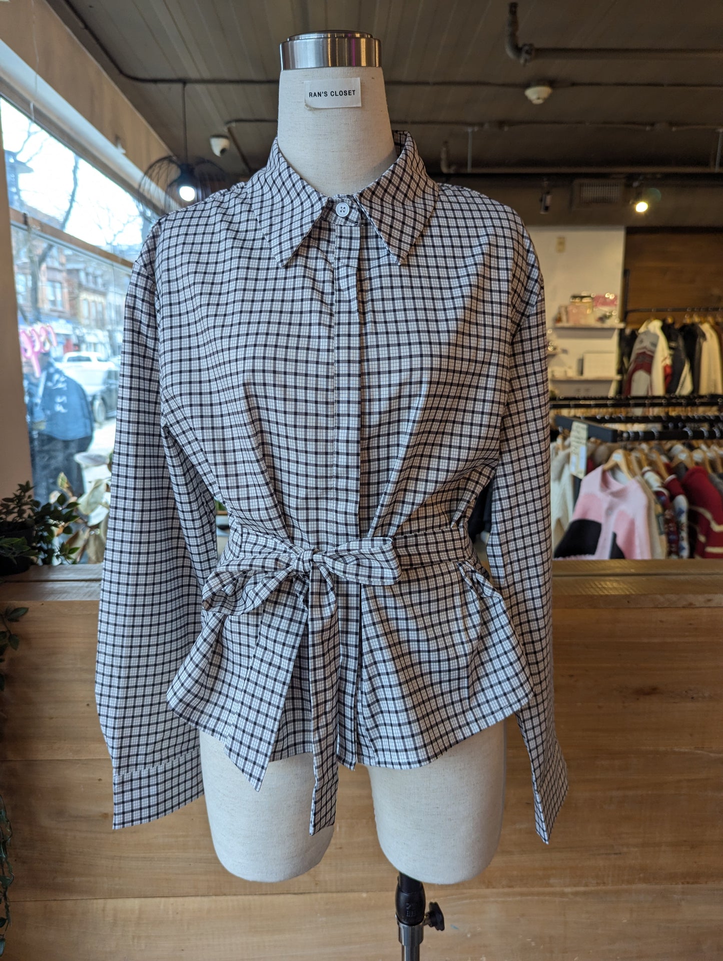 Plaid Button Up With Waist tie