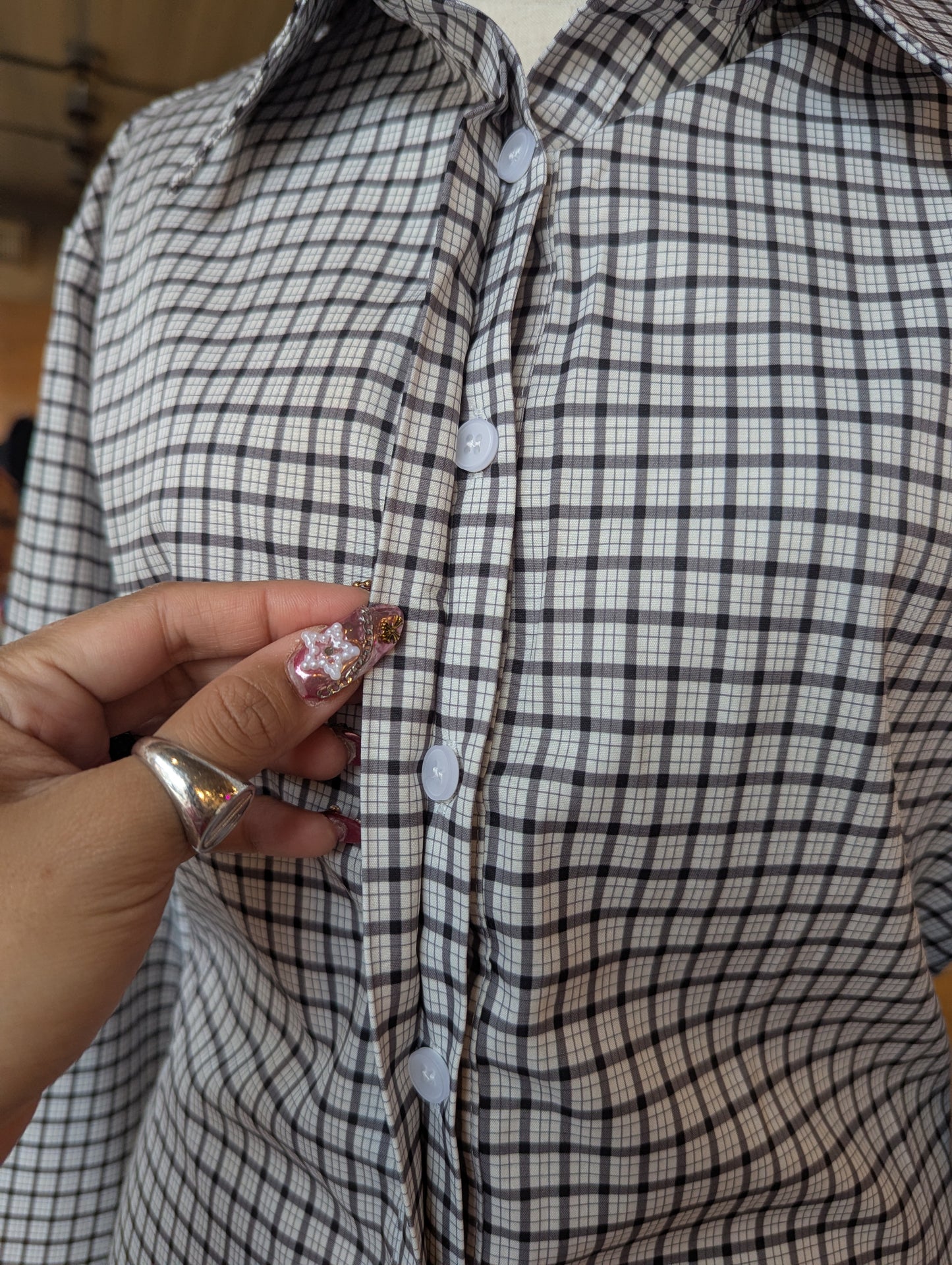 Plaid Button Up With Waist tie