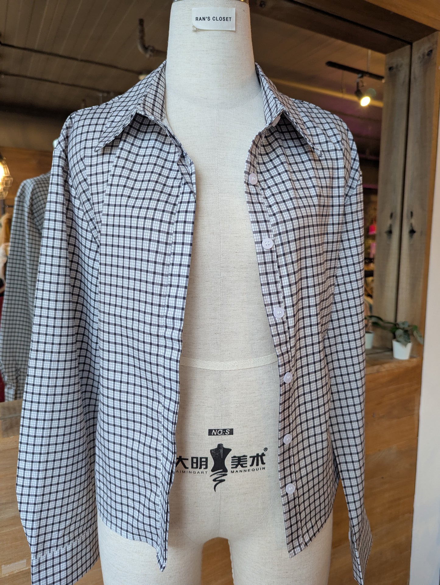 Plaid Button Up With Waist tie