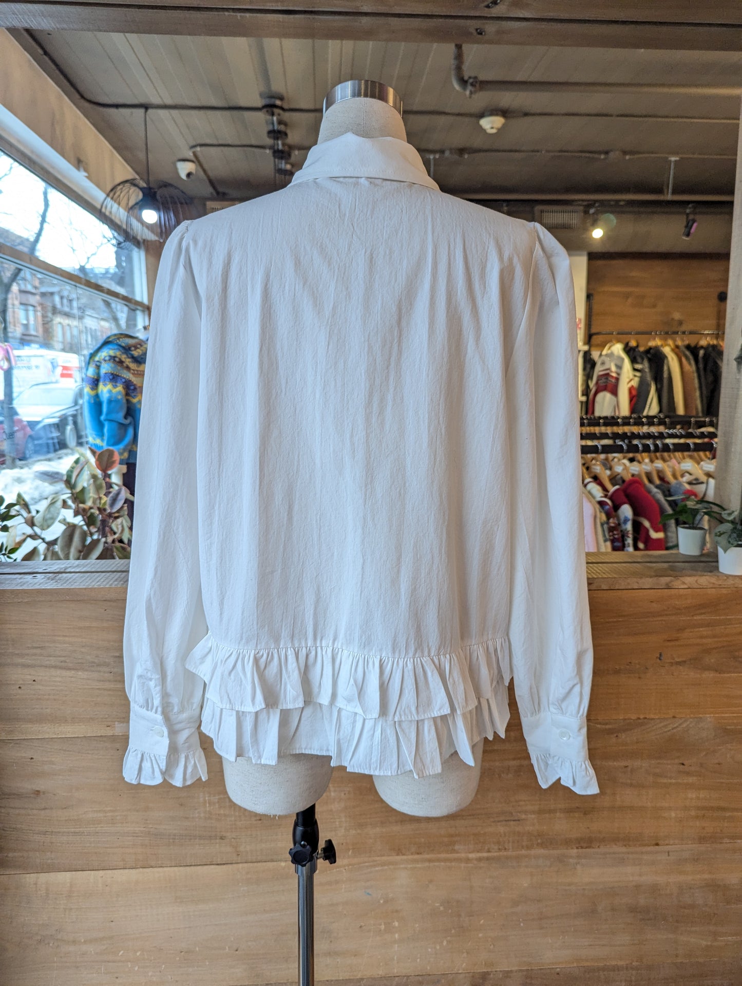 Double Layer Ruffle Trim Button Up