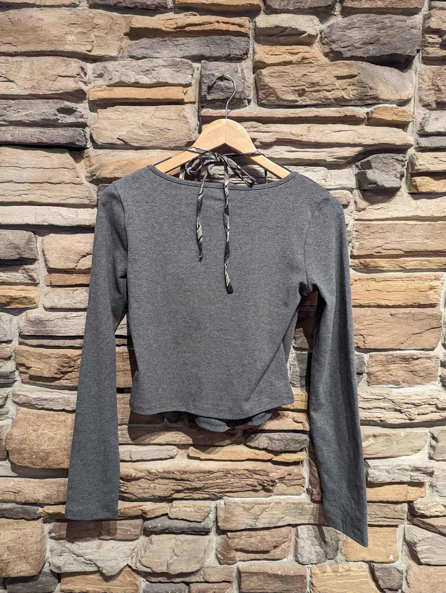 Long Sleeve with Sewn In Plaid Halter top