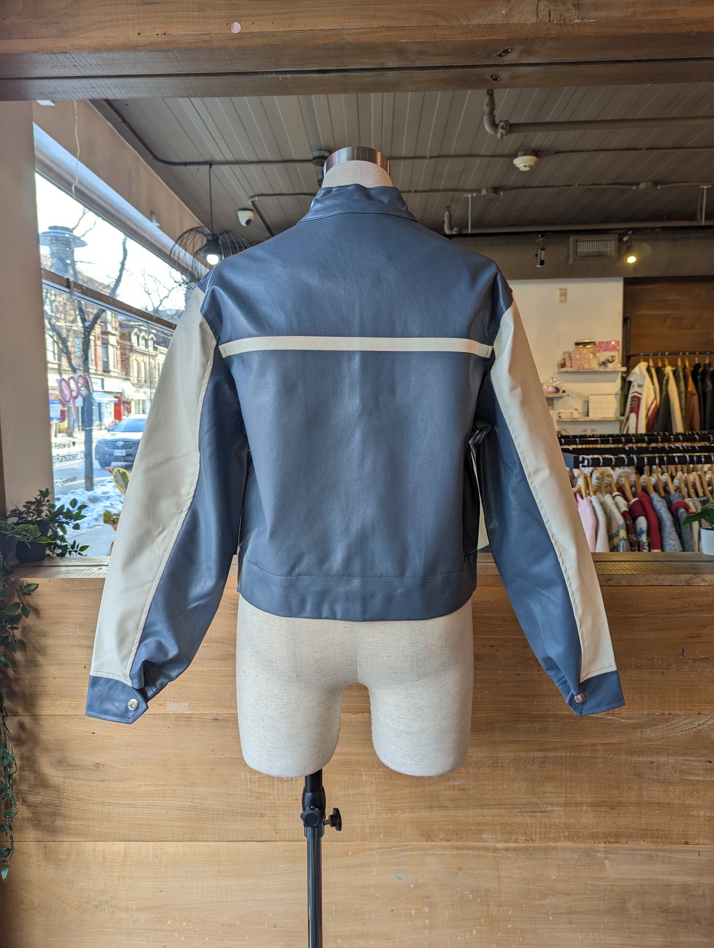 Vegan Leather Cropped Racer Jacket