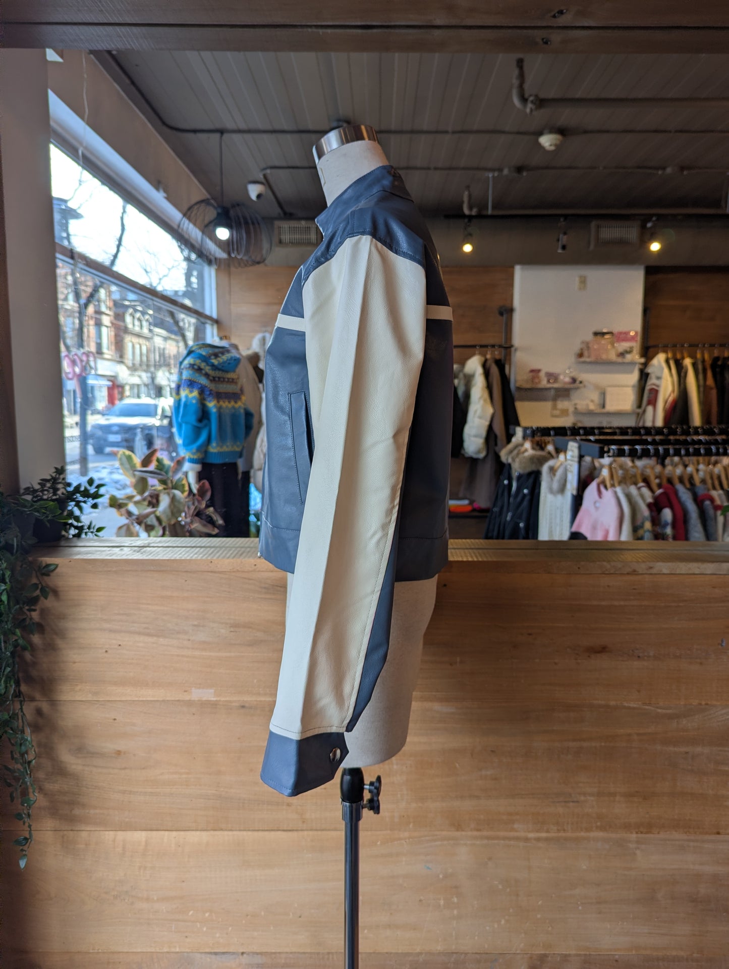 Vegan Leather Cropped Racer Jacket