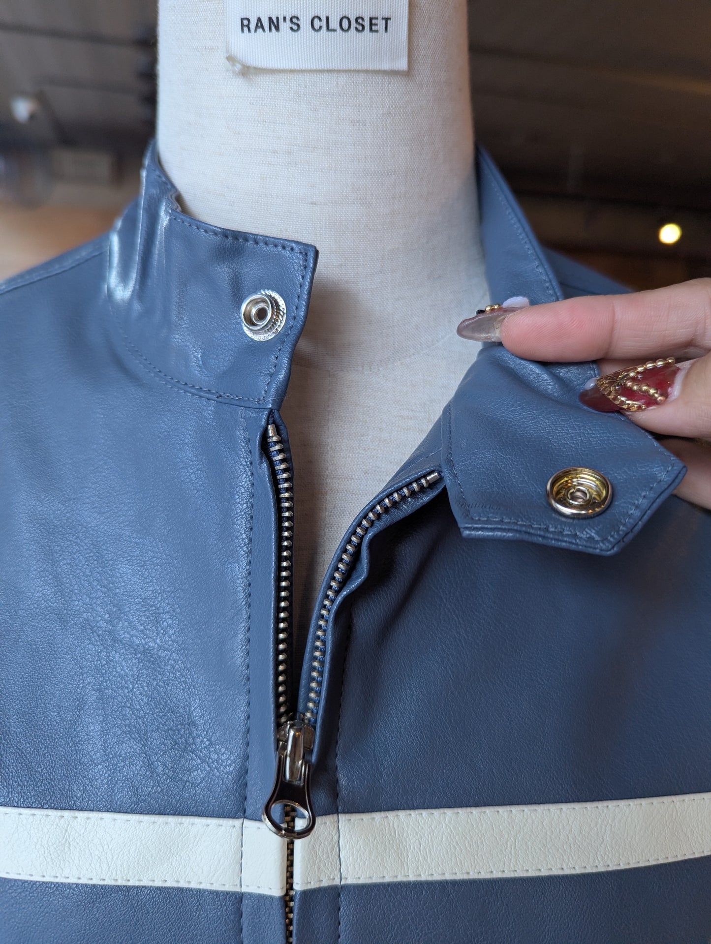 Vegan Leather Cropped Racer Jacket