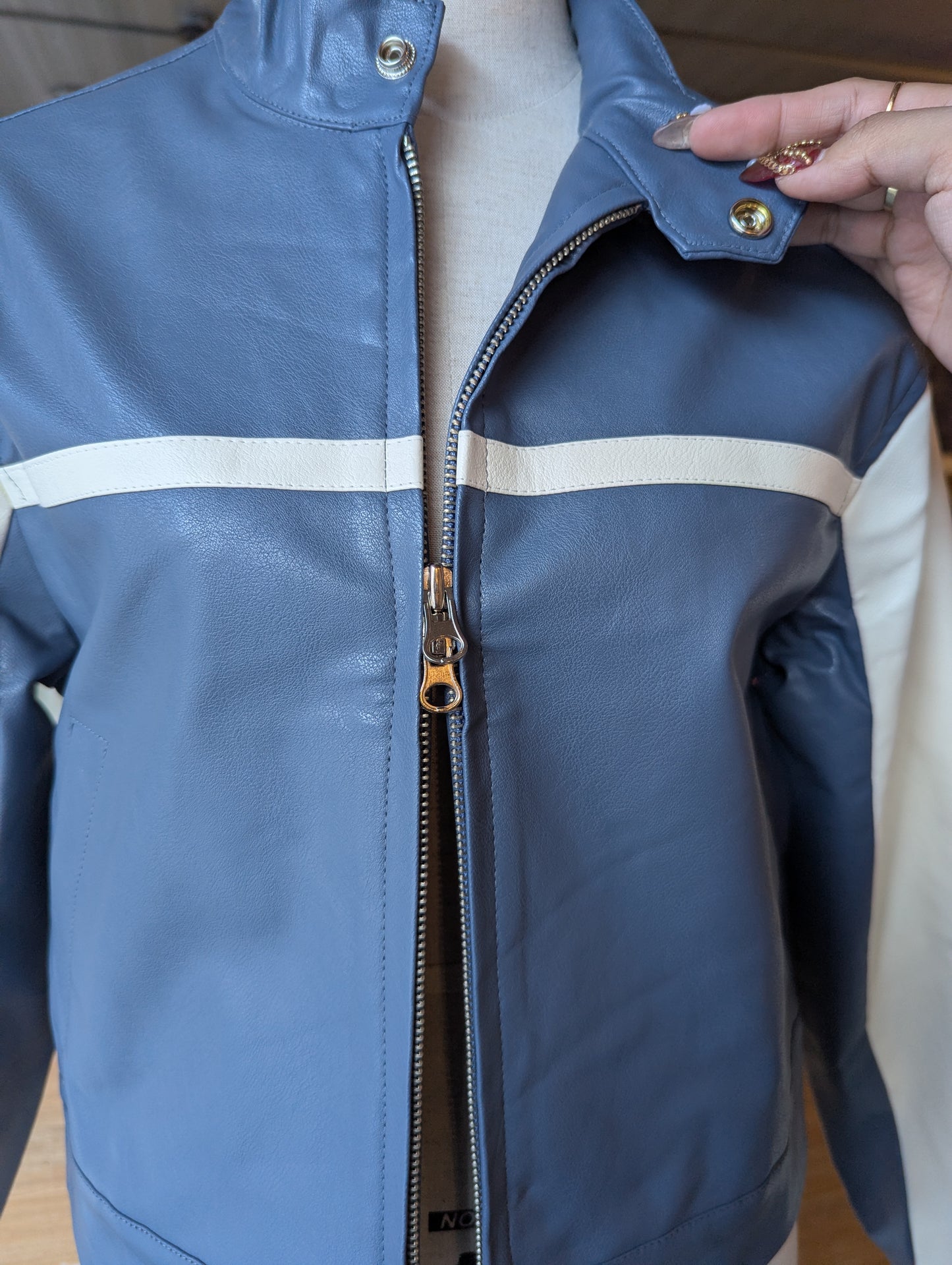 Vegan Leather Cropped Racer Jacket