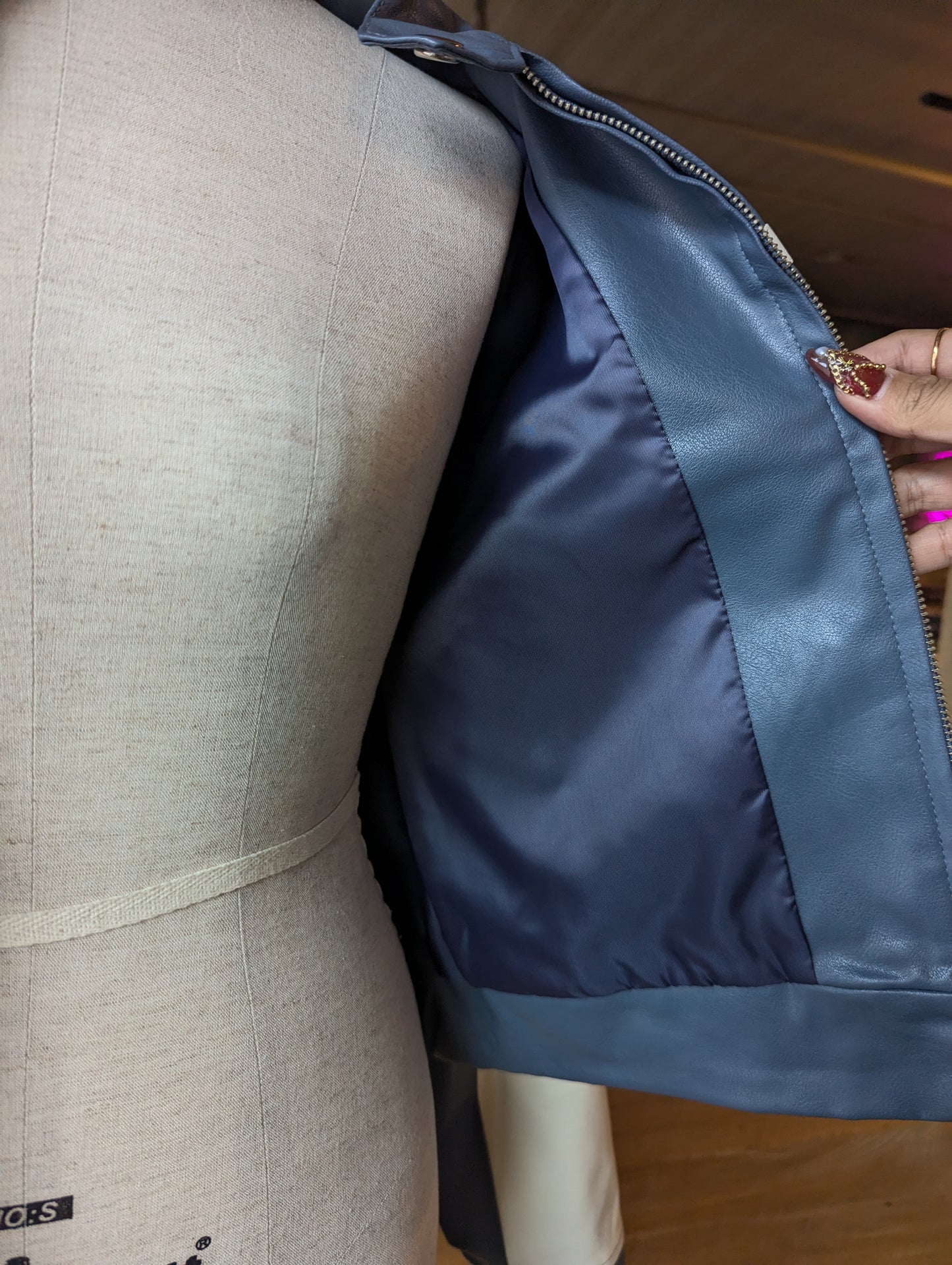 Vegan Leather Cropped Racer Jacket