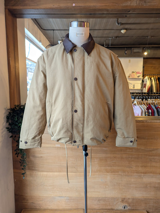 Lined Workers Jacket with Faux leather collar