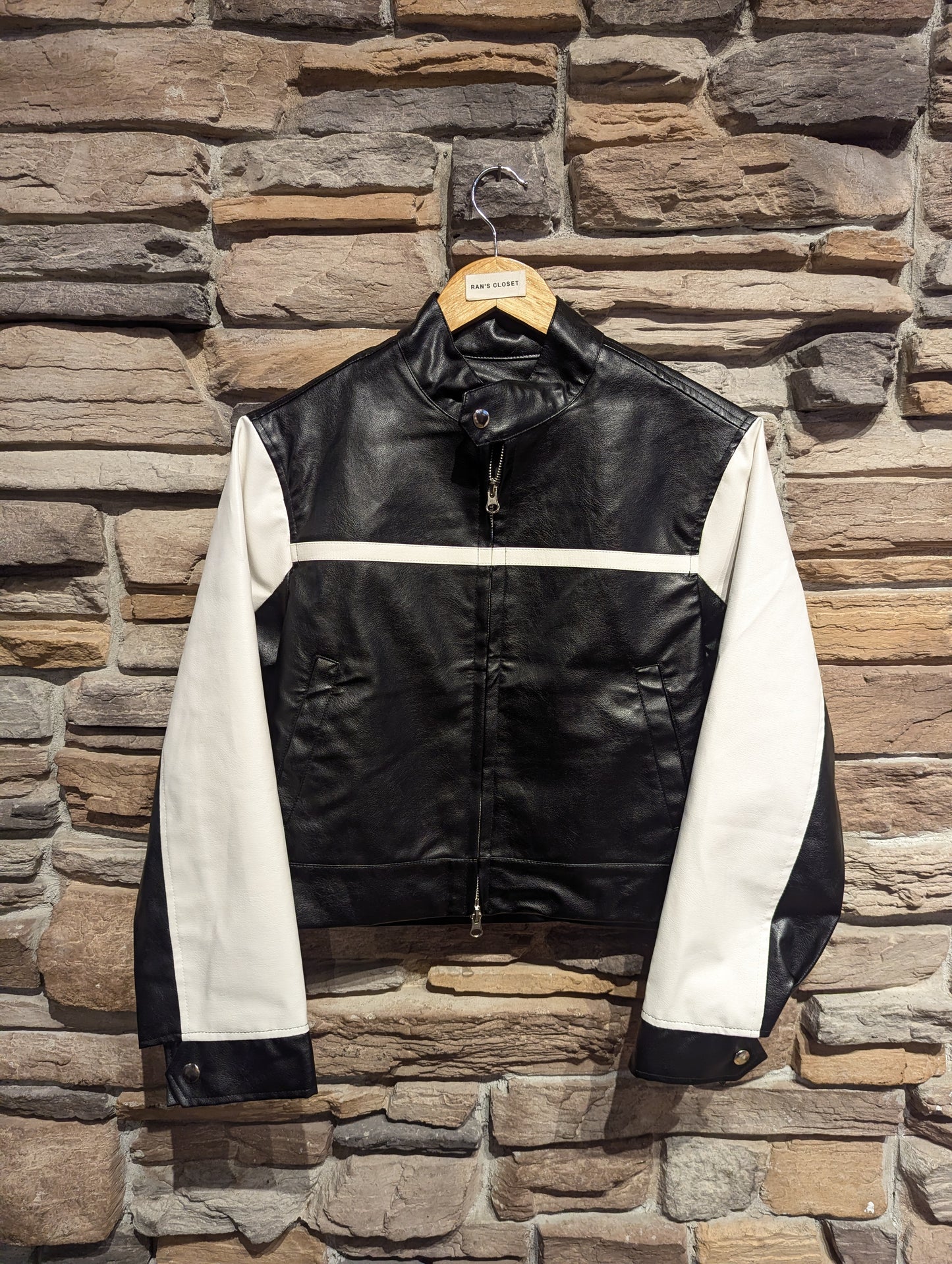 Vegan Leather Cropped Racer Jacket