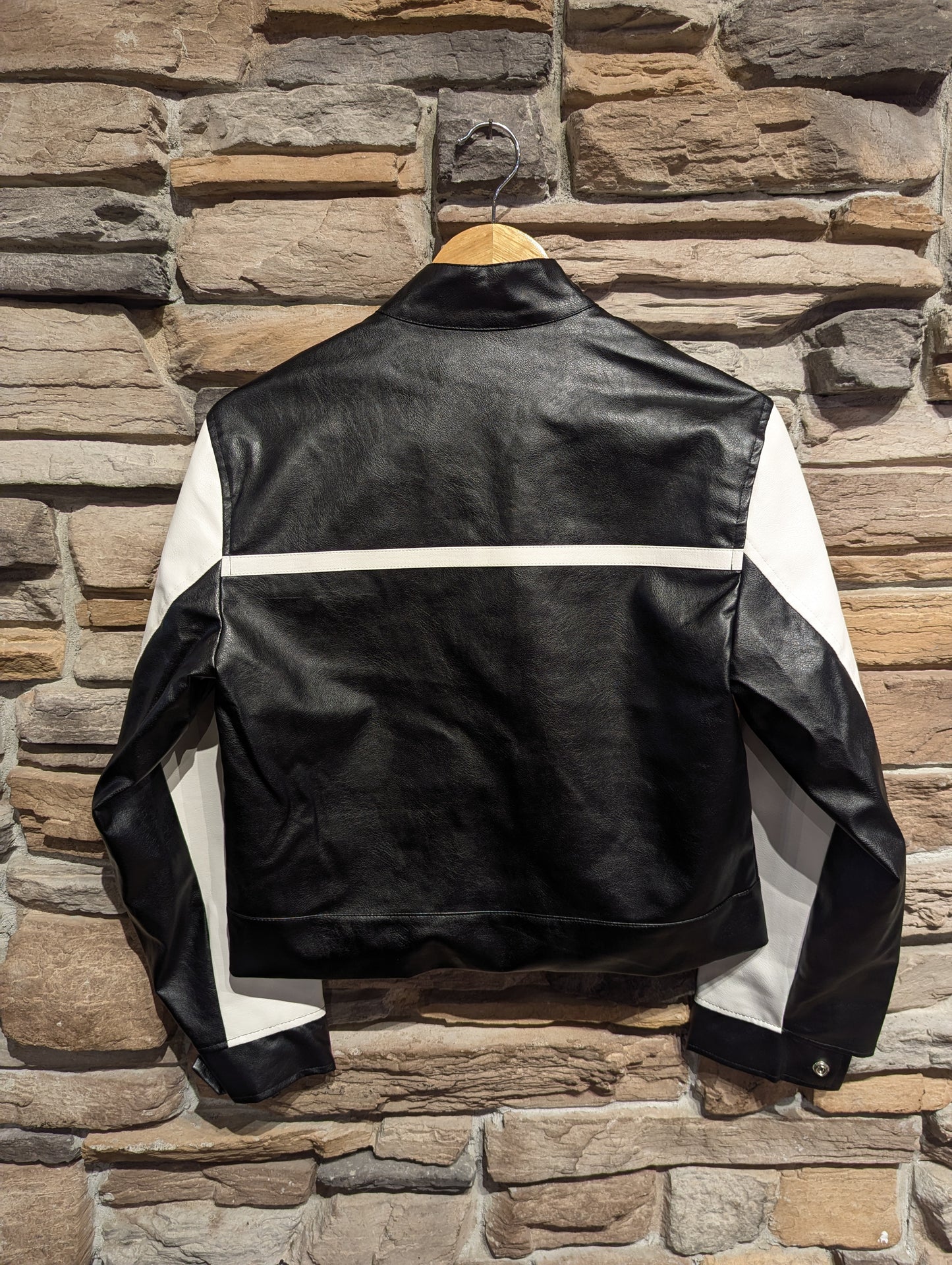 Vegan Leather Cropped Racer Jacket