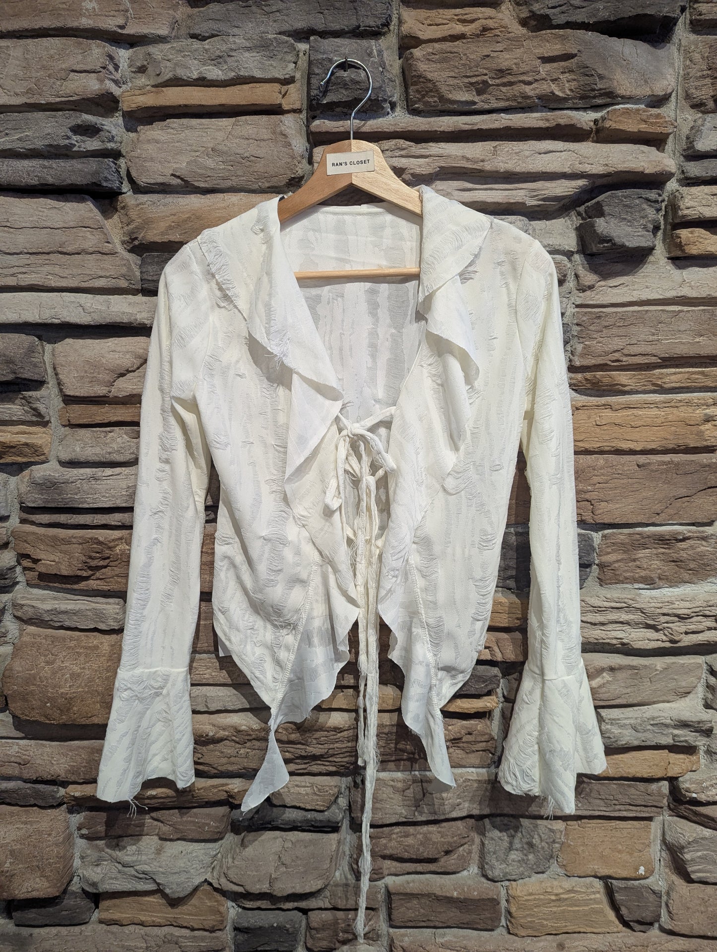 Distressed Romance Tie up Blouse