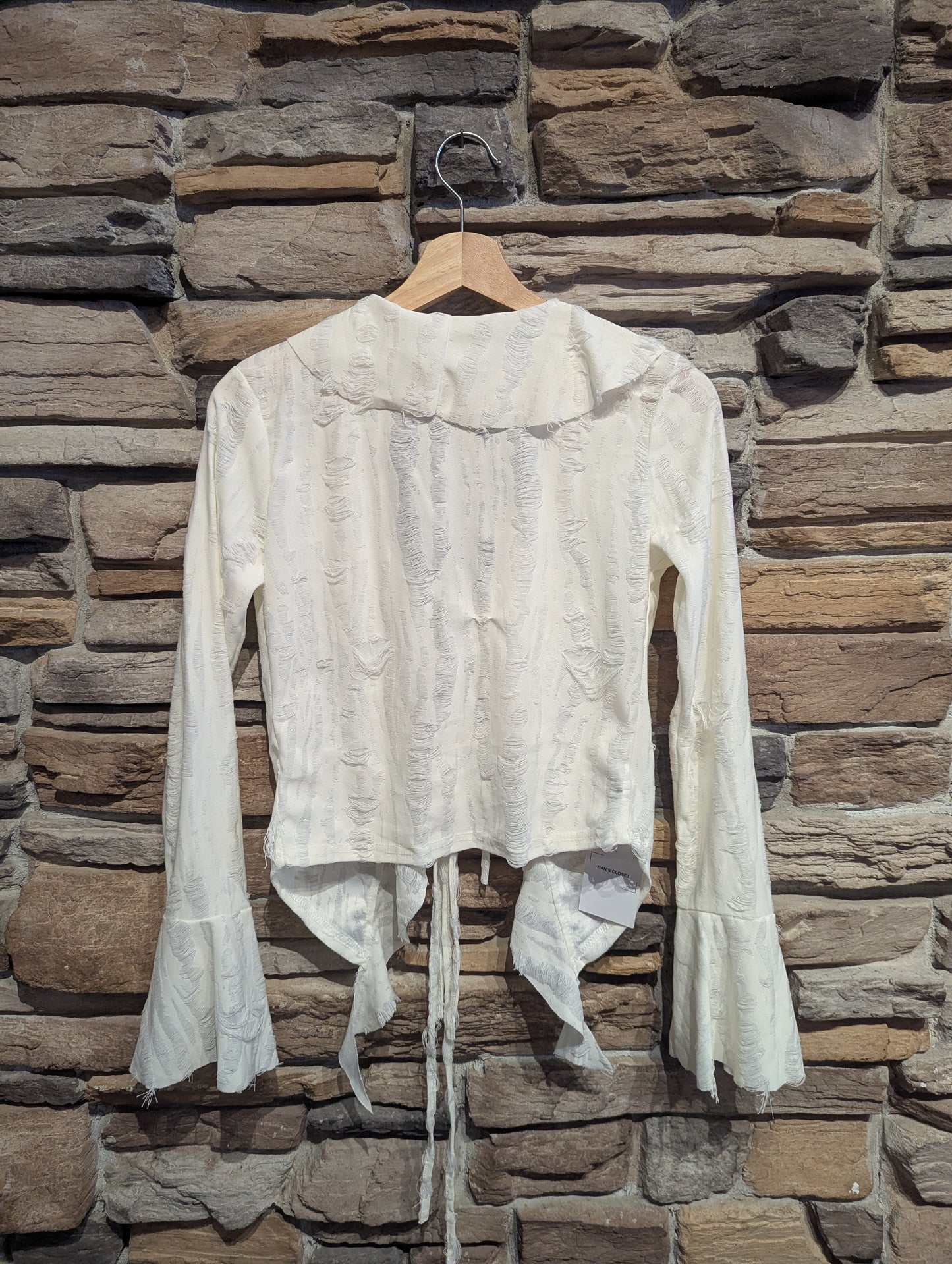 Distressed Romance Tie up Blouse