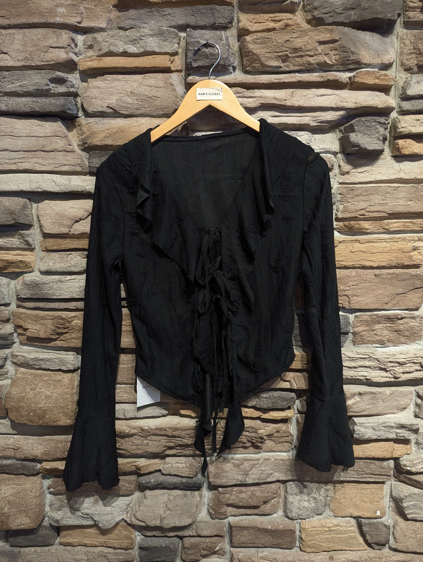 Distressed Romance Tie up Blouse