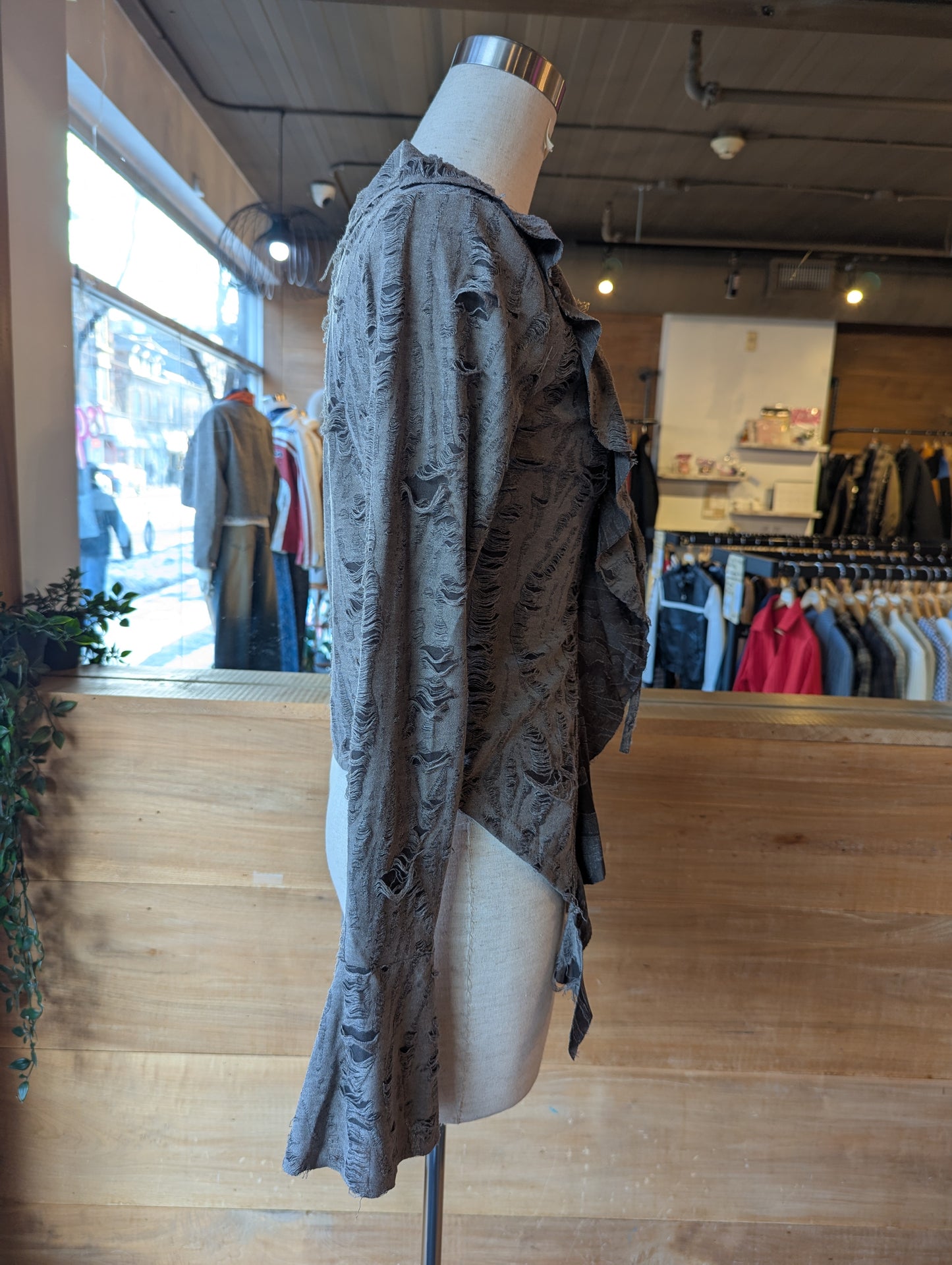 Distressed Romance Tie up Blouse