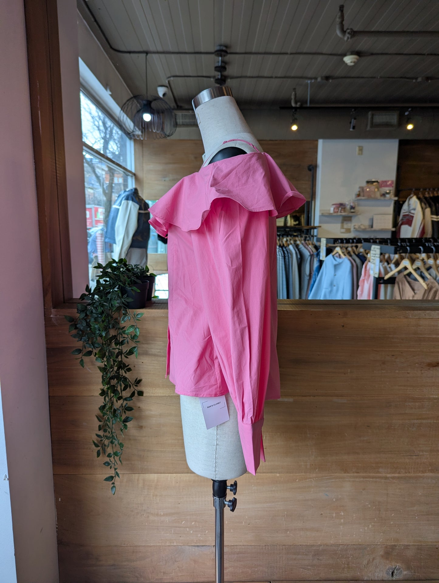 Ruffle Peep Shoulder Blouse