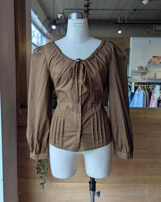 Gathered Neckline Spring Blouse