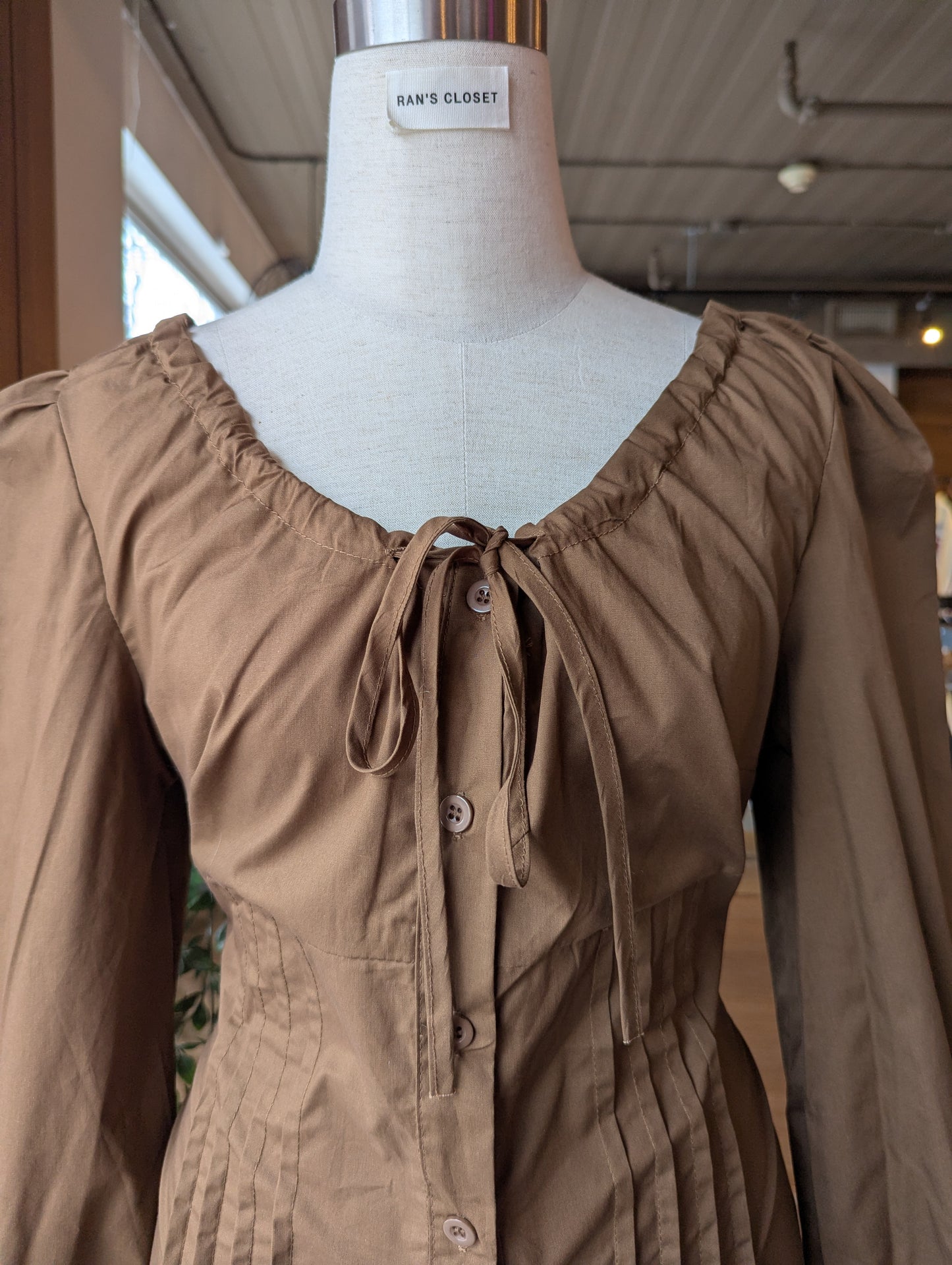 Gathered Neckline Spring Blouse