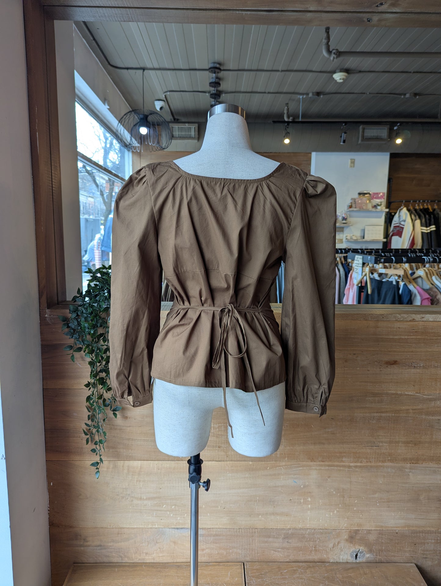 Gathered Neckline Spring Blouse