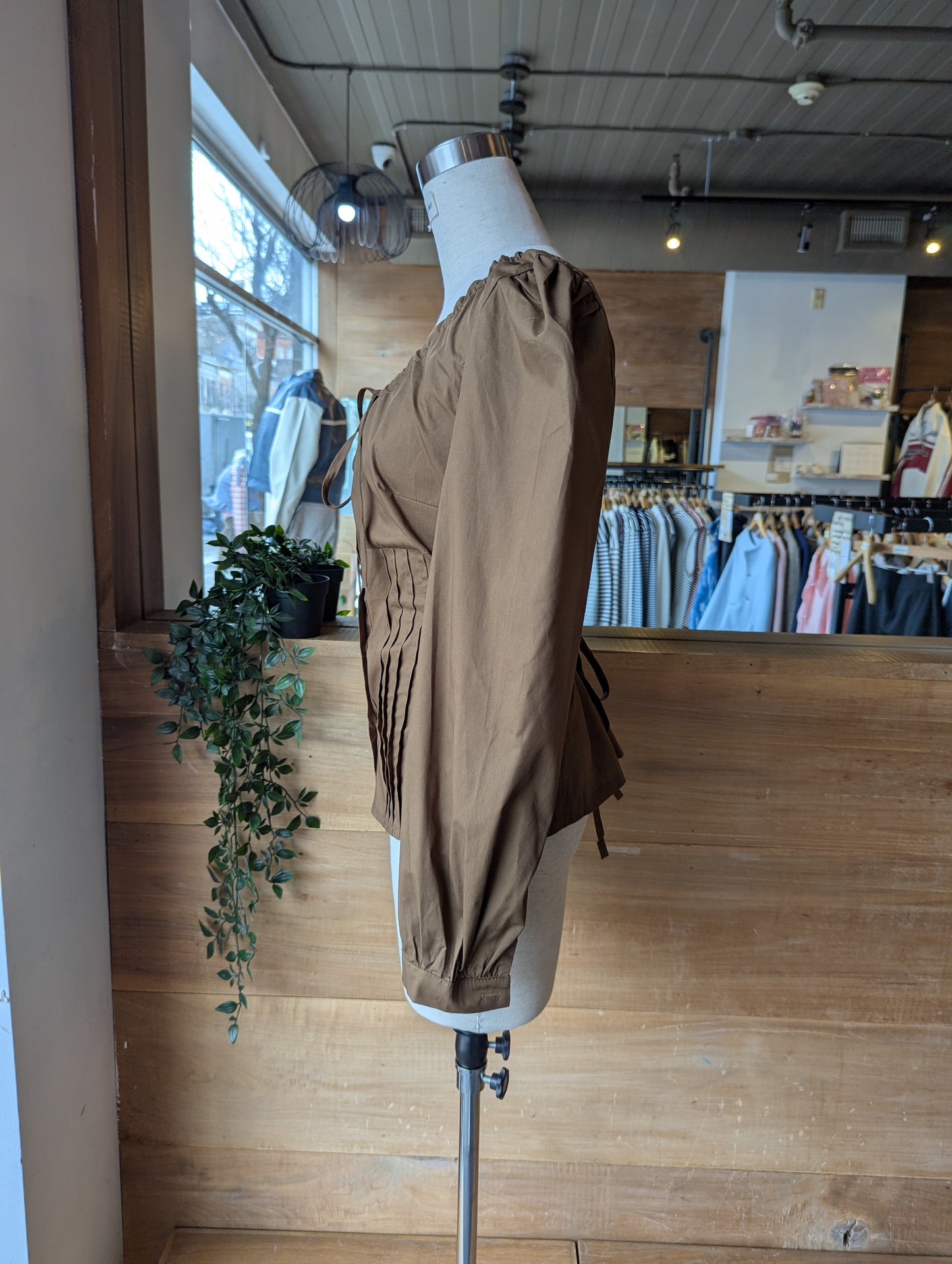Gathered Neckline Spring Blouse