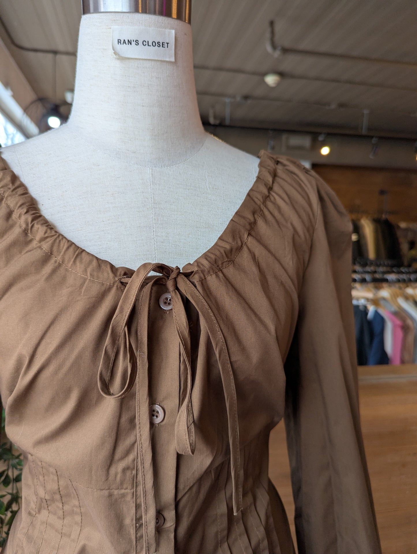 Gathered Neckline Spring Blouse