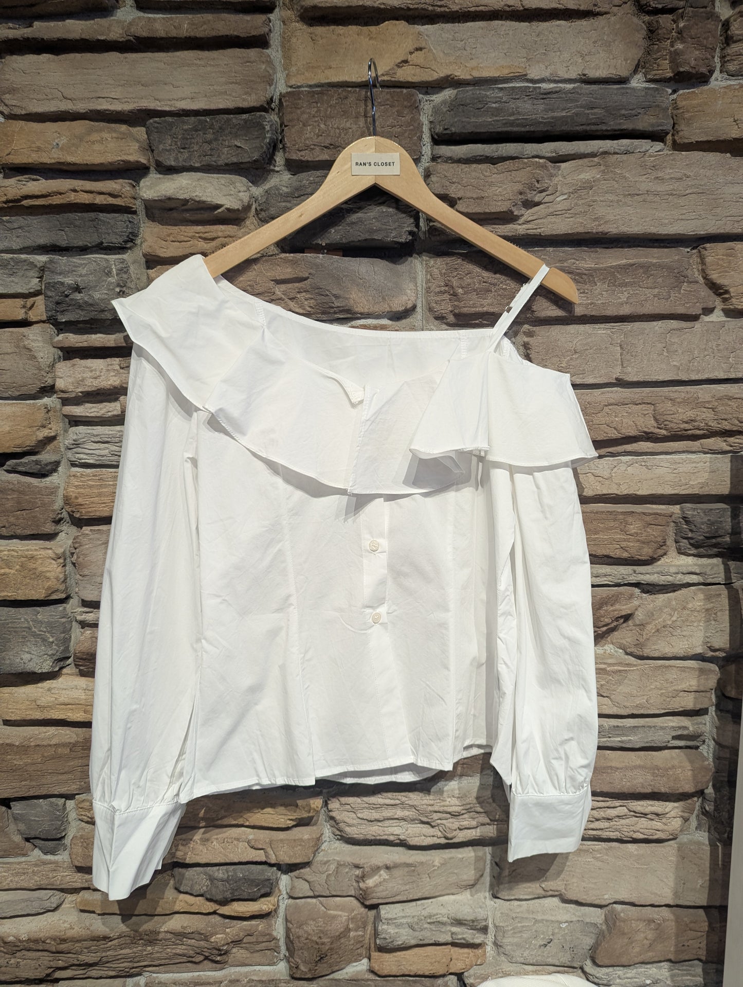 Ruffle Peep Shoulder Blouse