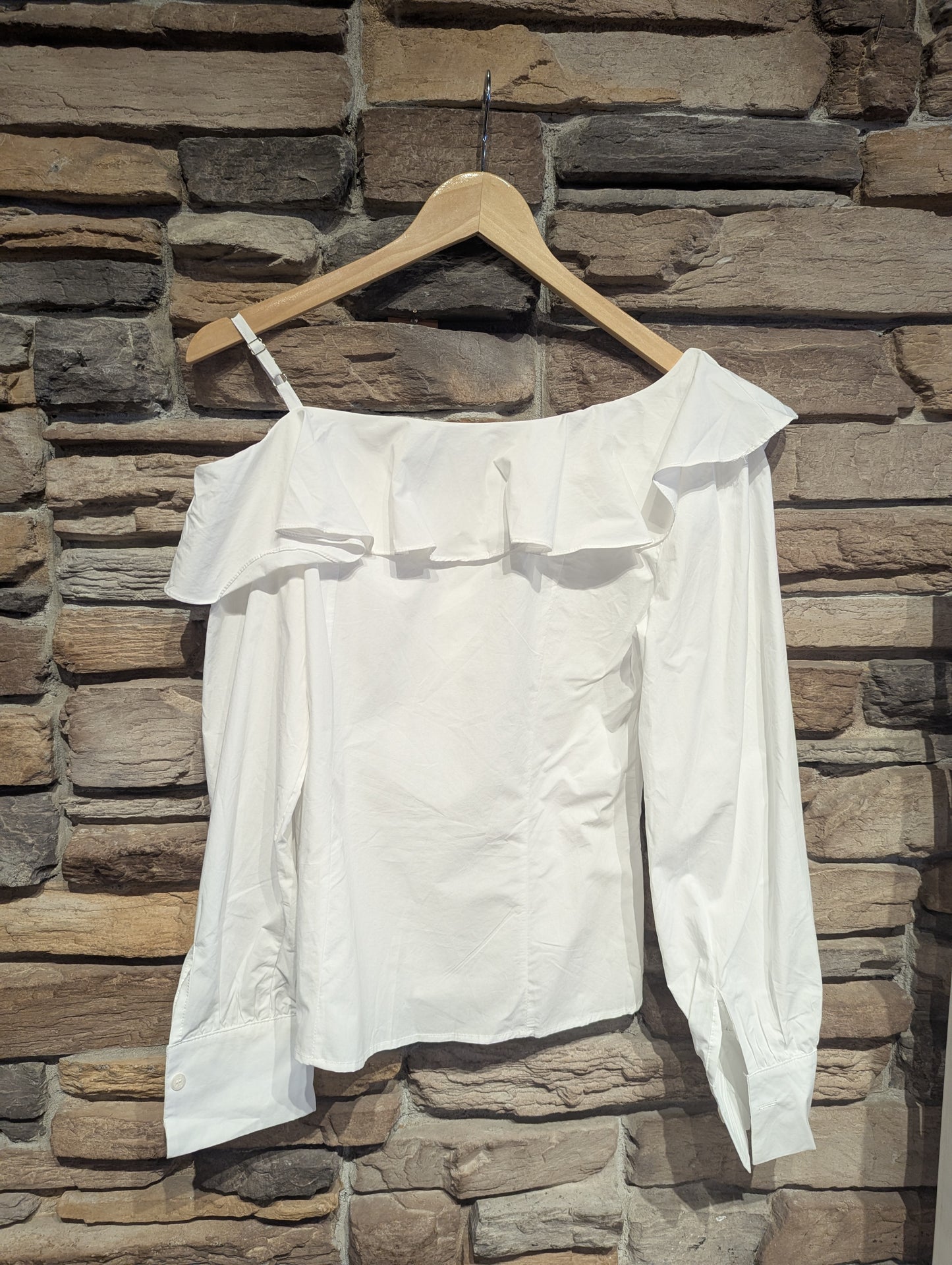 Ruffle Peep Shoulder Blouse