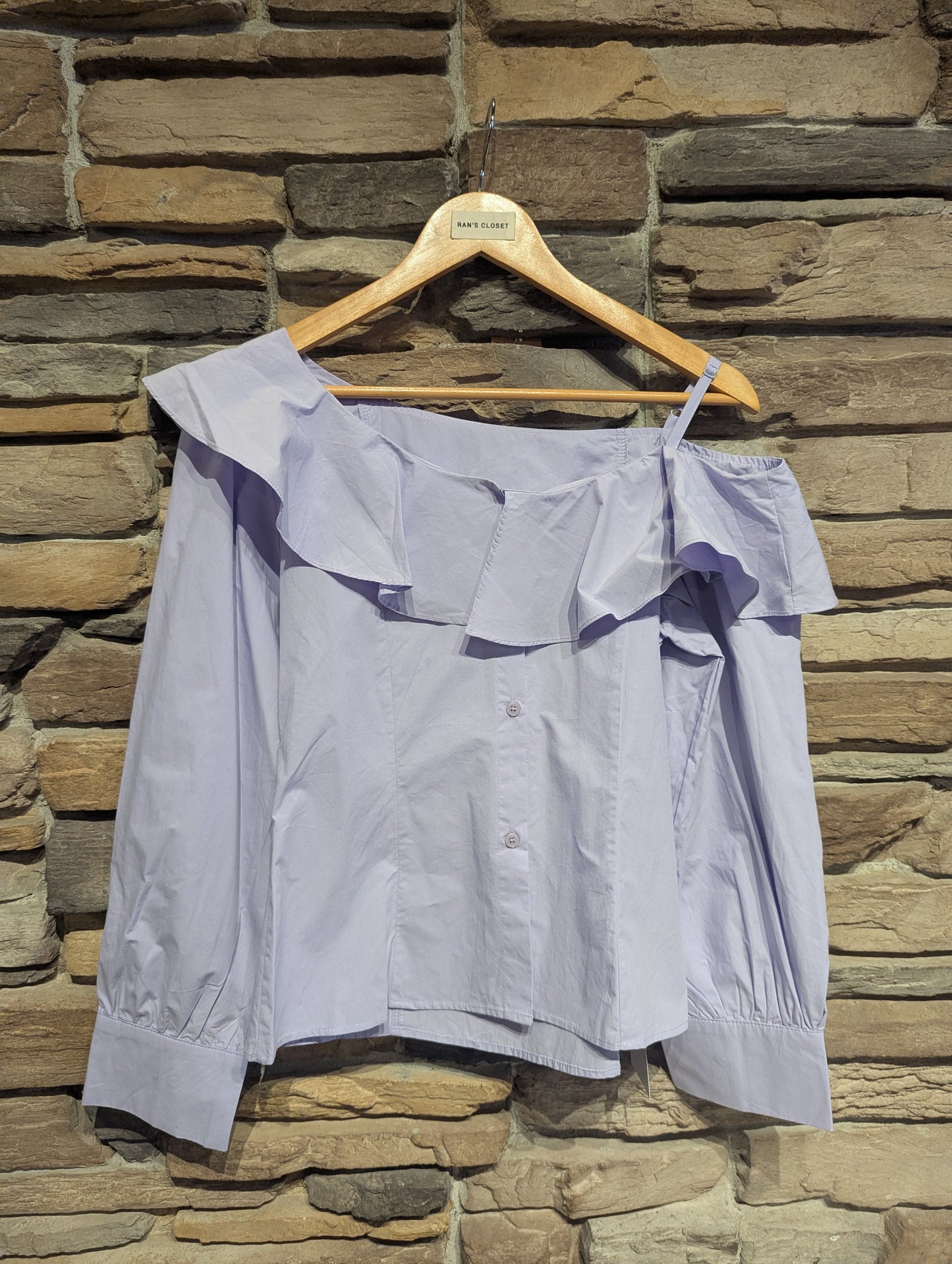 Ruffle Peep Shoulder Blouse