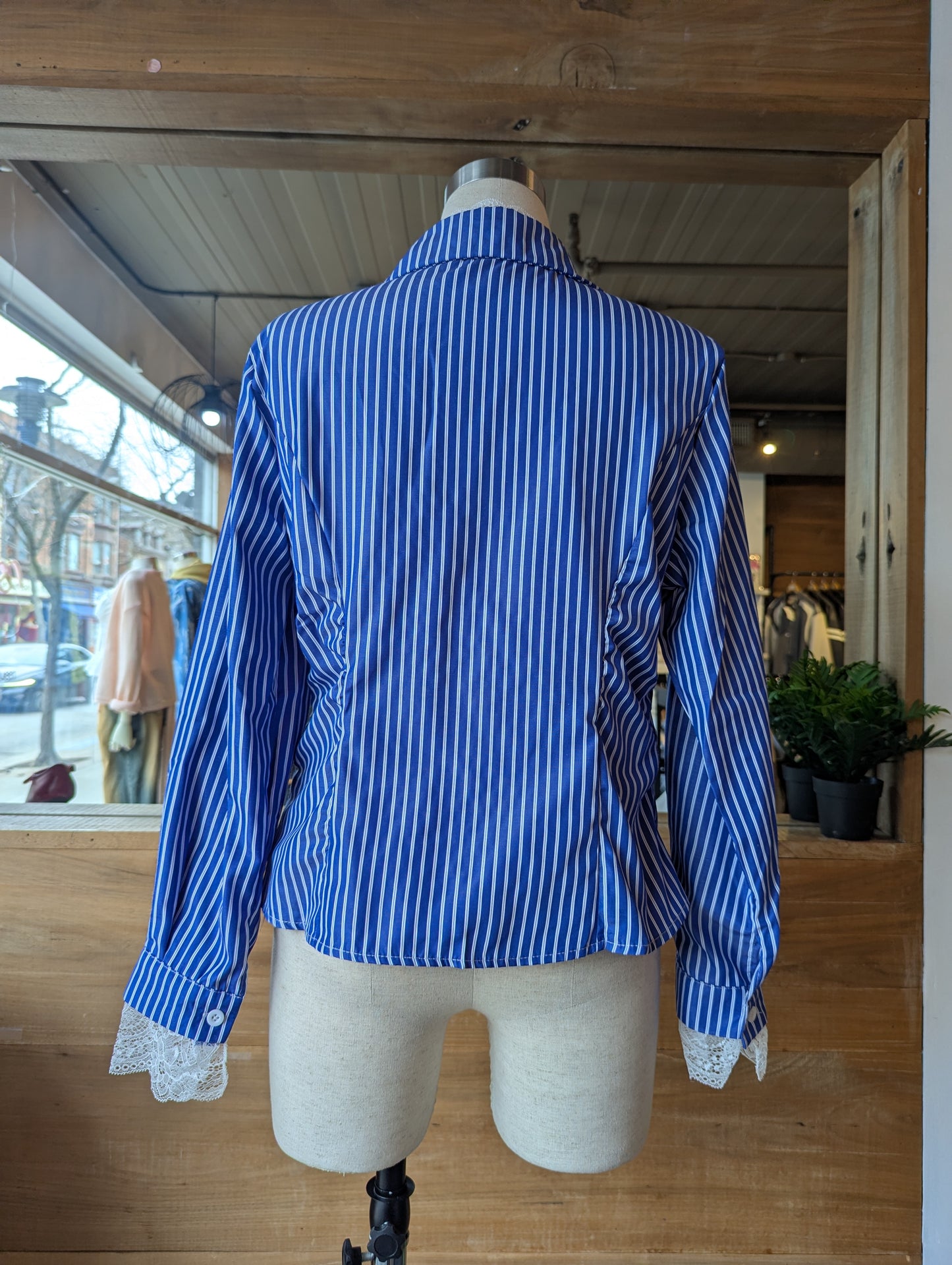 Stripe Lace Muse Button Up Top