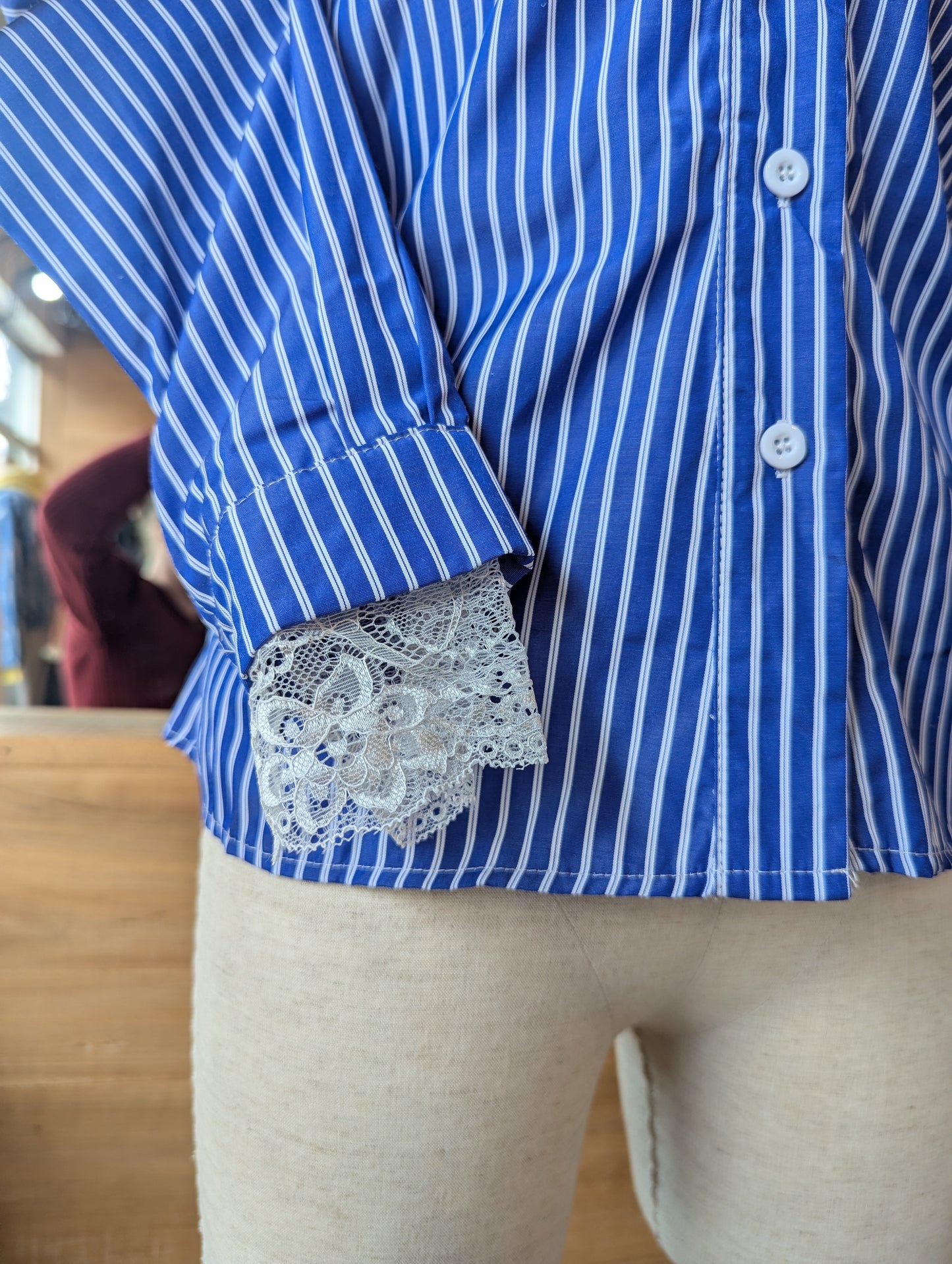 Stripe Lace Muse Button Up Top