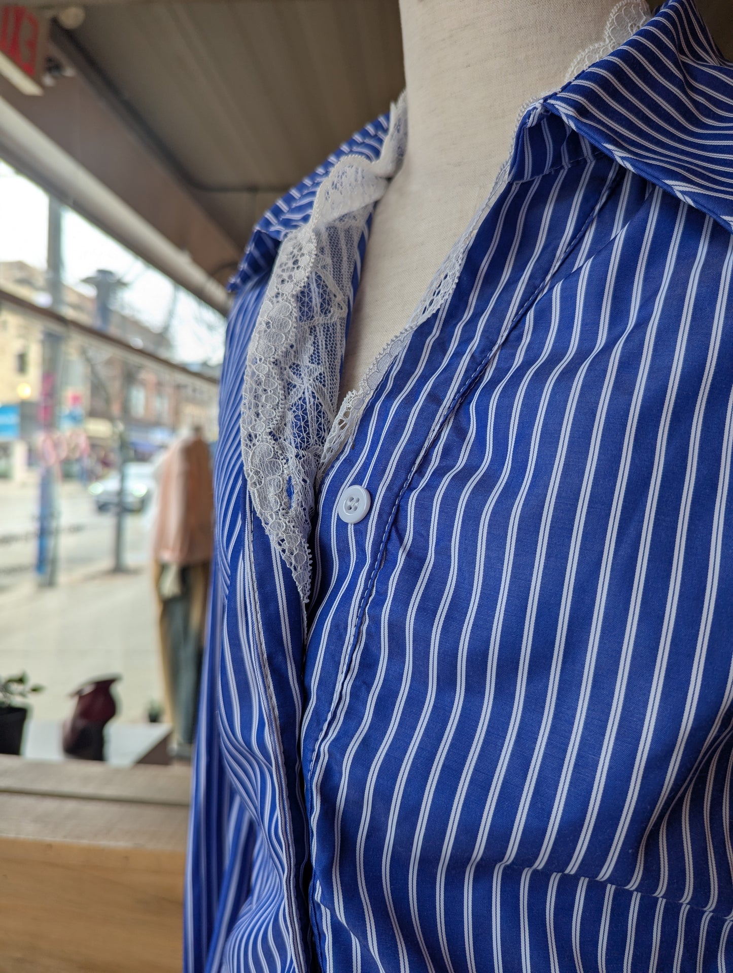 Stripe Lace Muse Button Up Top